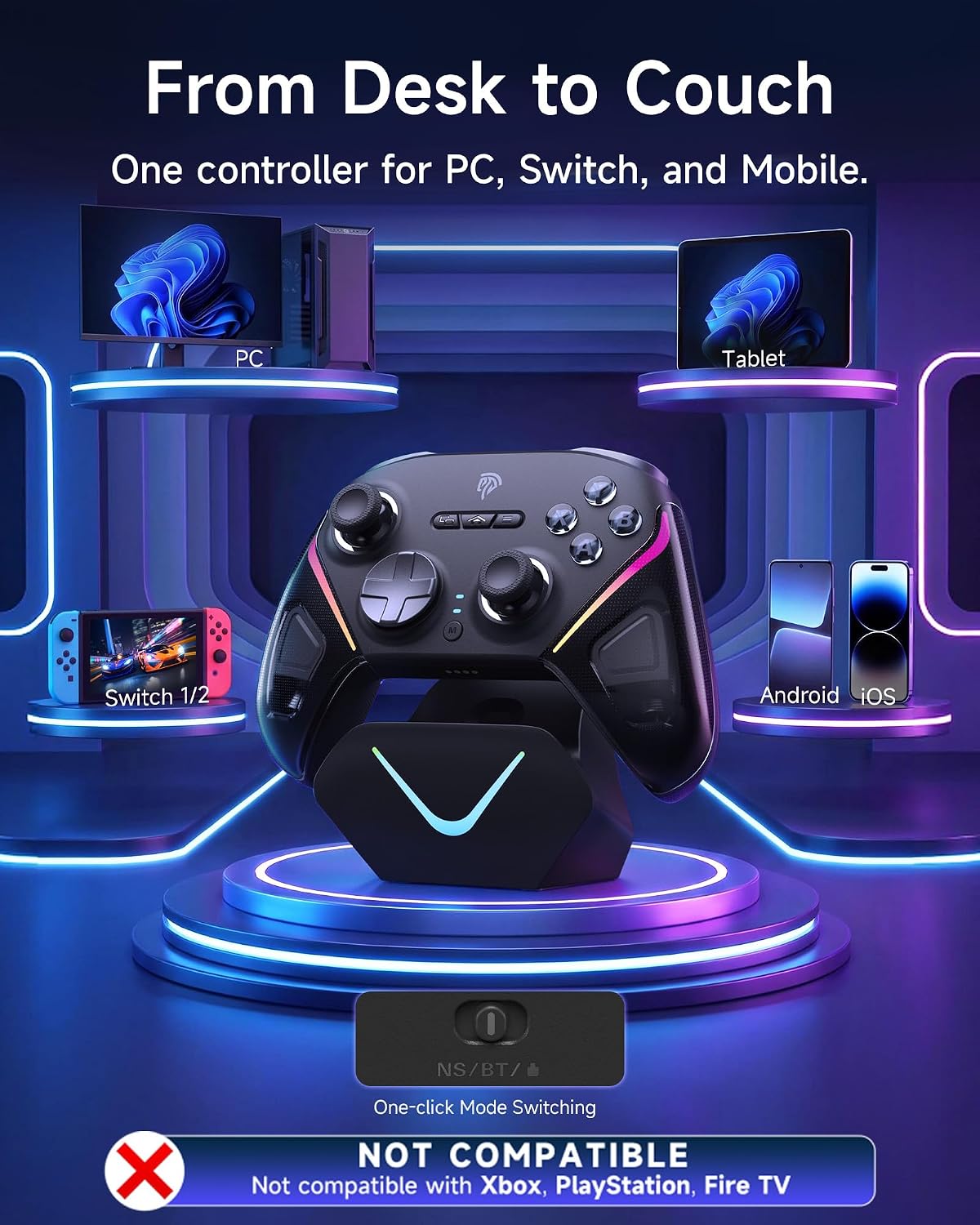 Detalle 2 de EasySMX D10 wireless gamepad 1000Hz polling