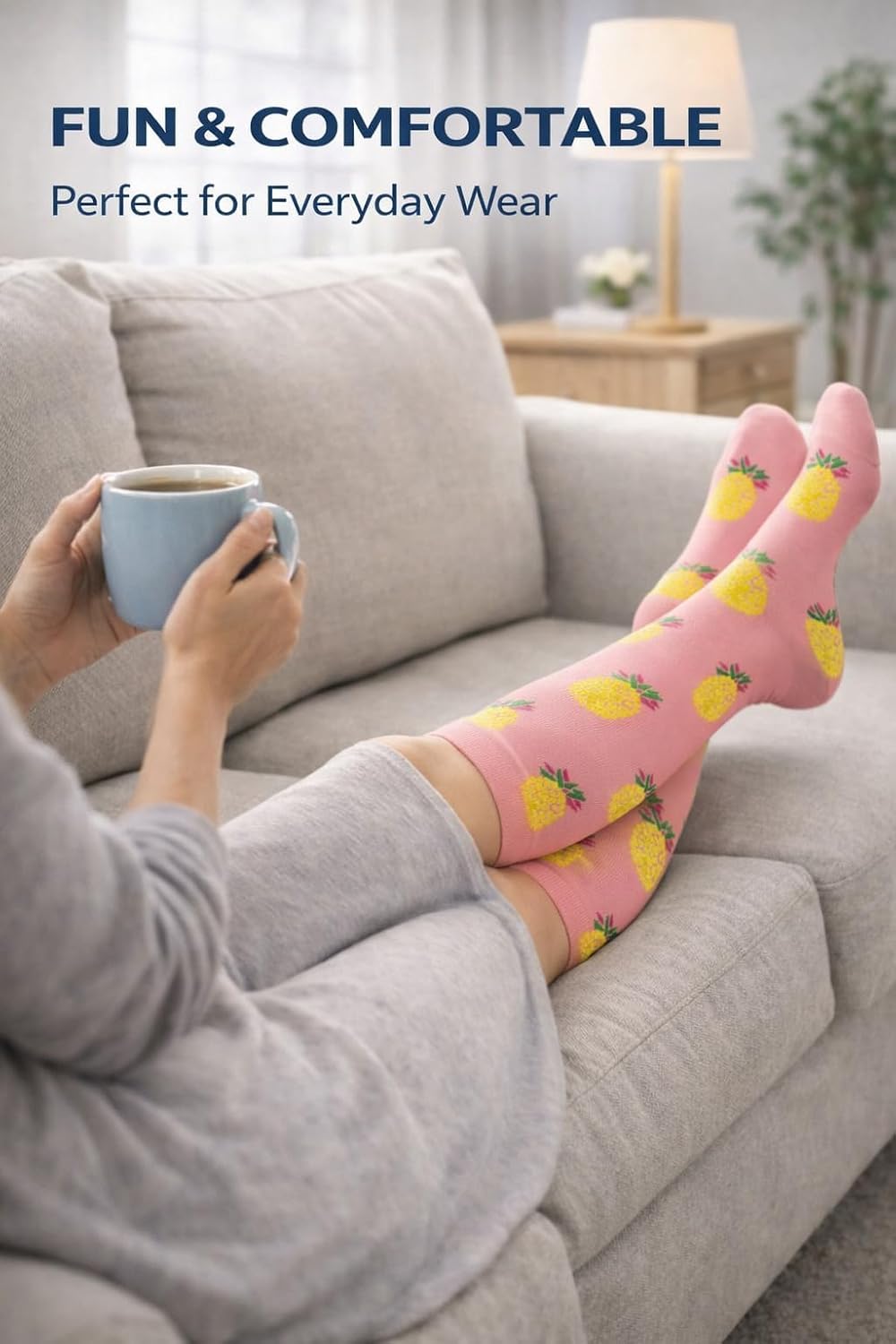Detalle de CTHH 20–30 mmHg Knee-High Compression Socks, 7 Pairs with Patterned Designs