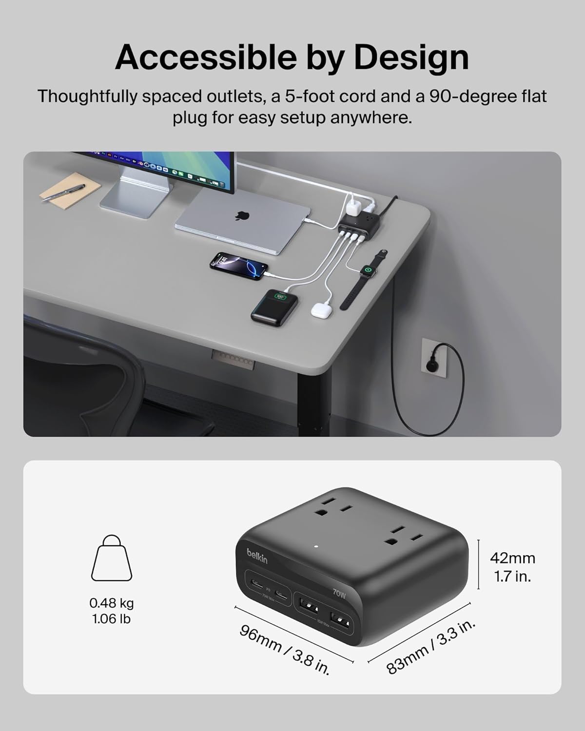 Thumbnail 4 de Belkin GaN Charging Station 70W, 7-in-1 Dual USB-C Charger