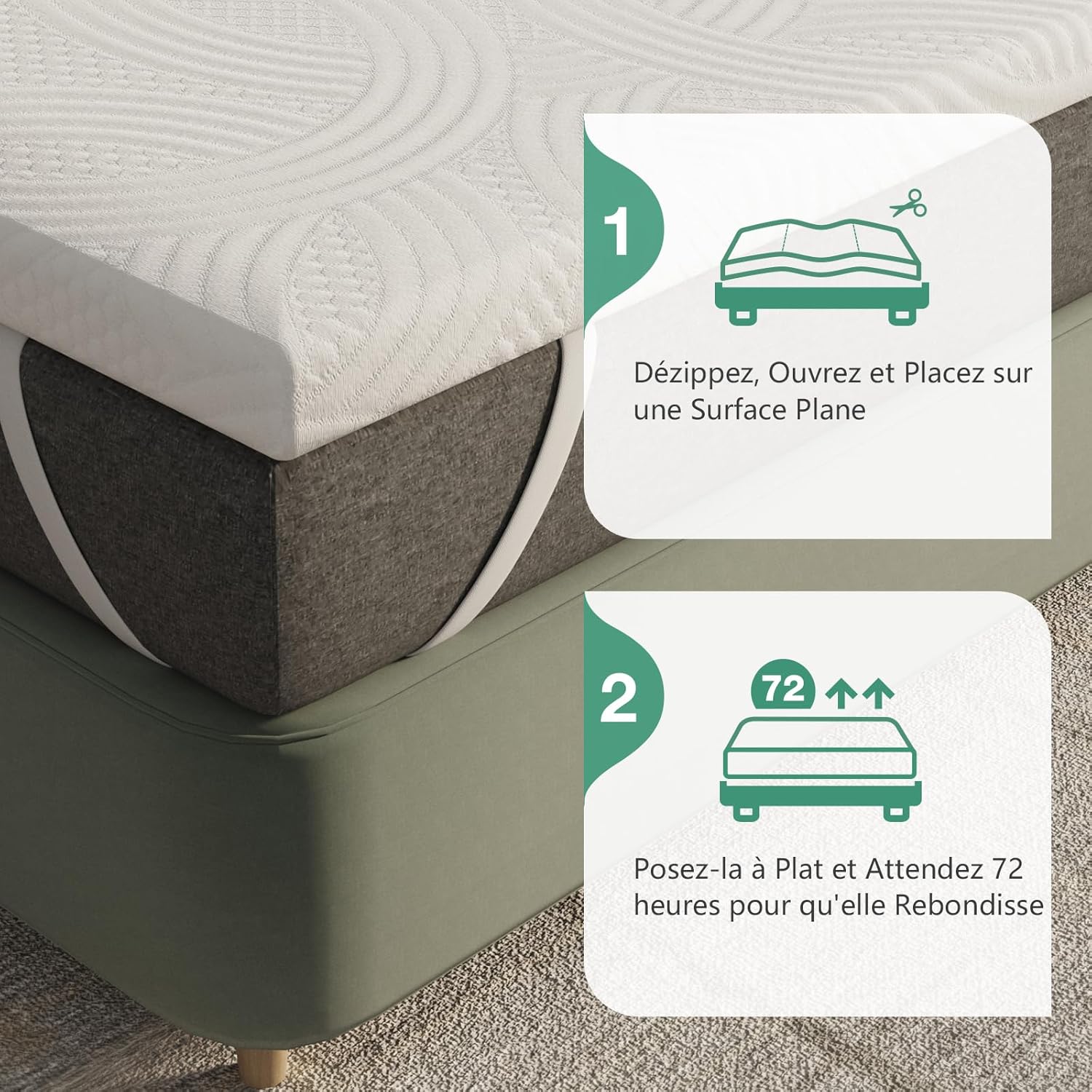 Thumbnail 6 de Novilla Surmatelas 135x190, 7.5 cm – Mousse de confort certifiée OEKO-TEX et CertiPUR-US