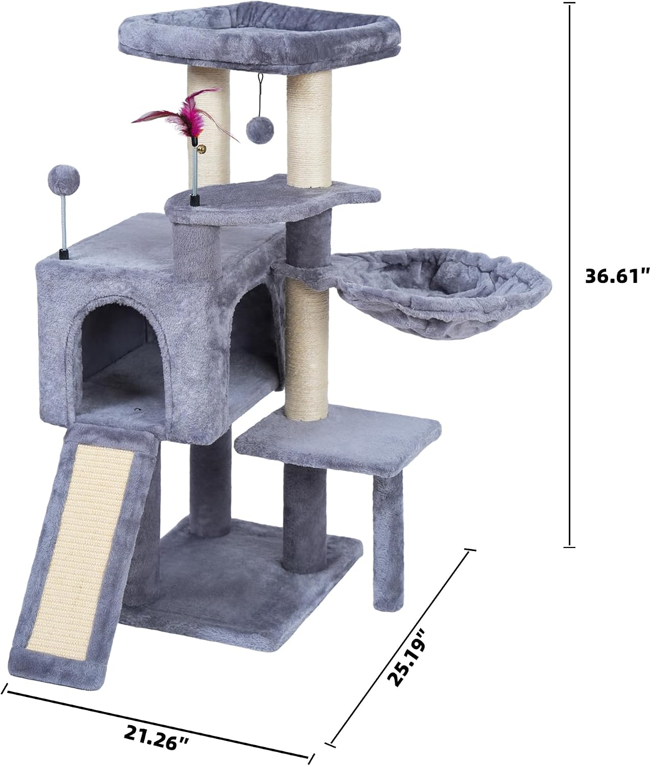 Thumbnail 6 de AIWIKIDE 12C 1200 Cat Tree with Sisal Scratching Posts, Hammock and Ball
