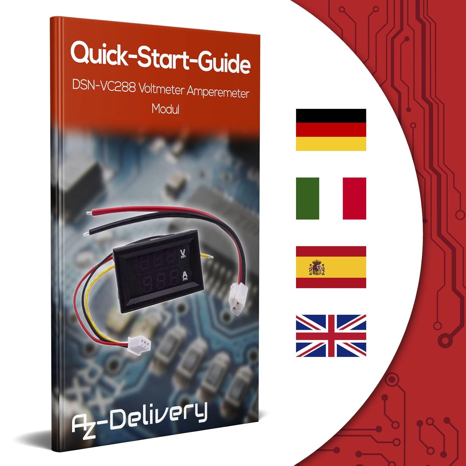 Thumbnail 4 de AZDelivery 5x moduli voltmetro amperometro DSN-VC288 con display LED per Raspberry Pi (incluso e-book)