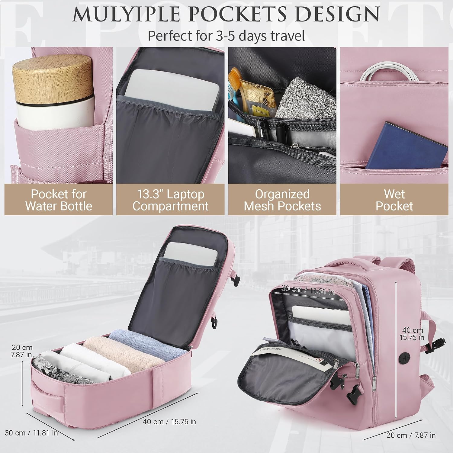 Thumbnail 2 de WOUIYO for Ryanair Cabin Bags 40x30x20 Underseat Cabin Bag: Practical, Waterproof and TSA-Ready