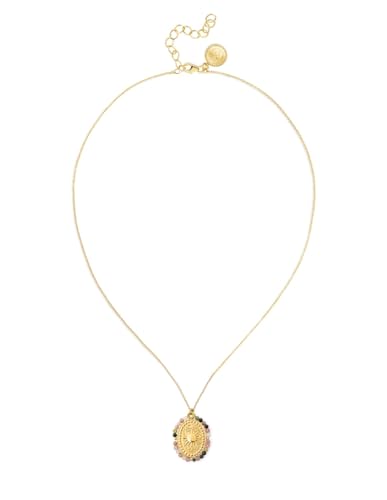 Detalle 1 de SINGULARU Collar Mujer Medallion Stones Sun – Acero Baño Oro 18KT