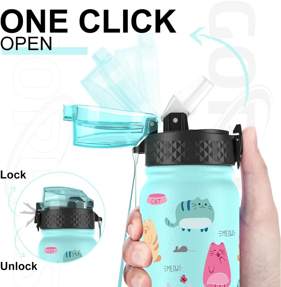 Thumbnail 1 de GOPPUS 600ml stainless water bottle with straw vacuum insulation and leakproof flip-top lid