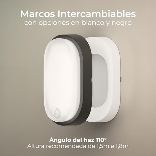 Detalle de Luceco Eco Luz LED Exterior de Mamparo con Sensor PIR – 10 W, 700 lm, 4000 K, IP54