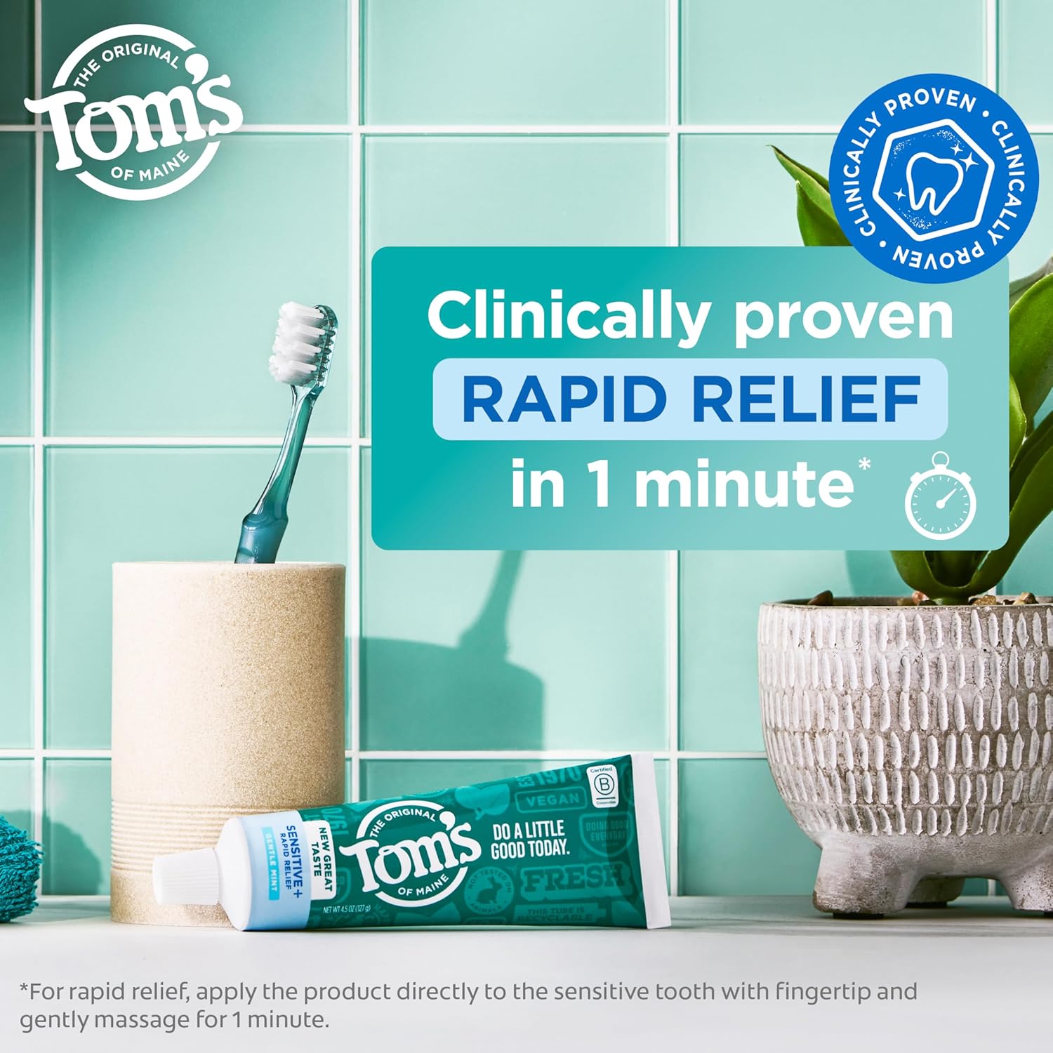 Detalle de Tom’s of Maine Sensitive Plus Whitening Fluoride Free Toothpaste — 3 Pack (Mint), 4.5 oz tubes