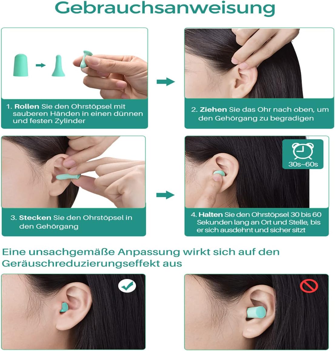 Thumbnail 5 de Gehörschutz Stöpsel – 60 Paar 38 dB SNR, superweiche Schaumstoff-Ohrstöpsel zum Schlafen und Lernen