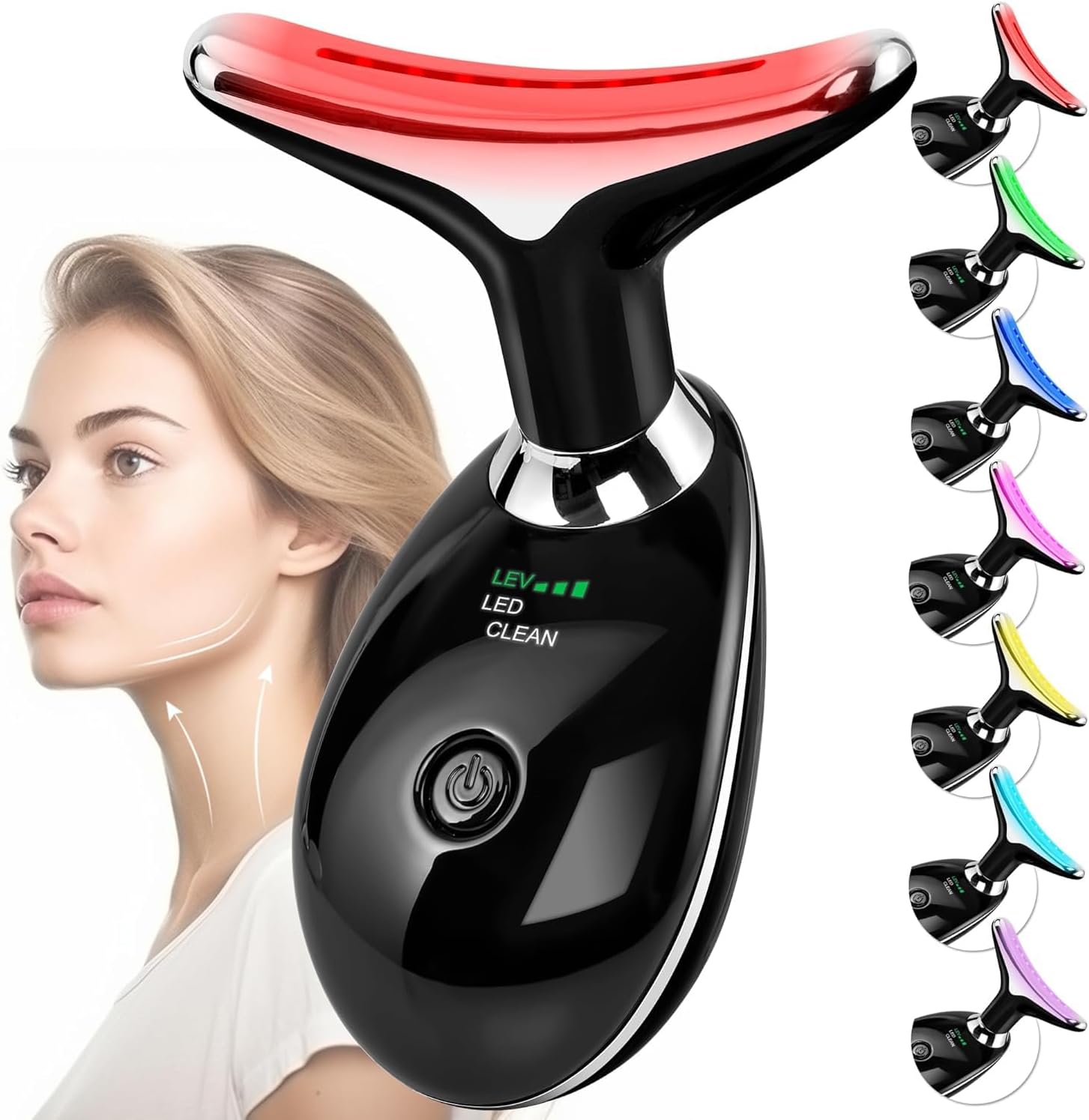 Eshomey Gesichtsmassagegerät gegen Falten mit 3 Modi und 45℃ V-Shape EMS, Schwarz