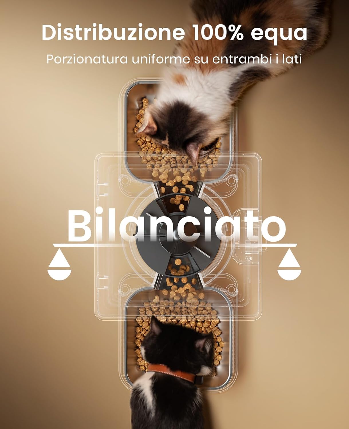 Thumbnail 3 de Oneisall Distributore Automatico Cibo Gatti 5L con Due Ciotole, Registratore Vocale e Alimentazione Bidirezionale
