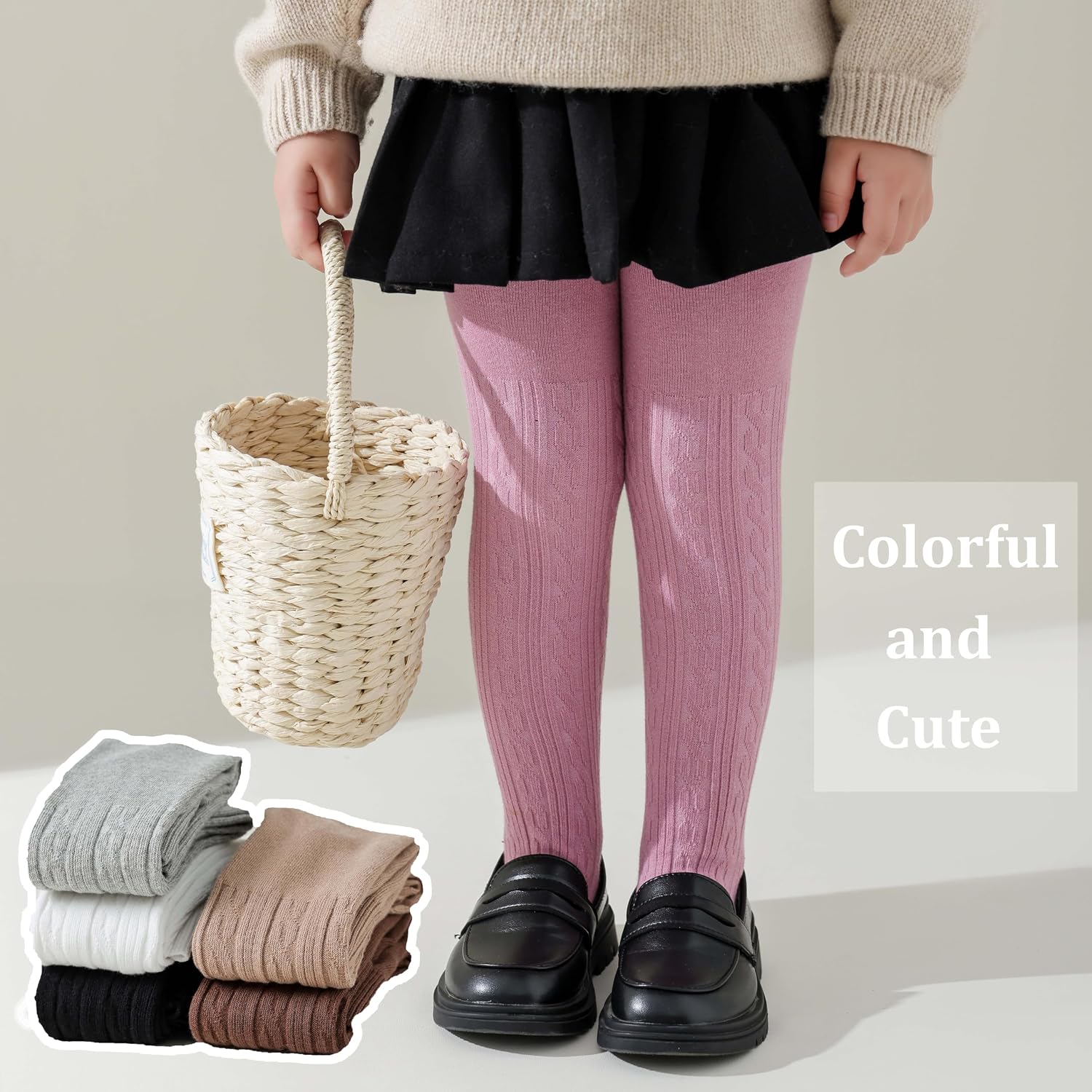 Thumbnail 2 de Marchare Baby Girls Thick Cable Knit Tights – Warm, Soft and Easy to Wear
