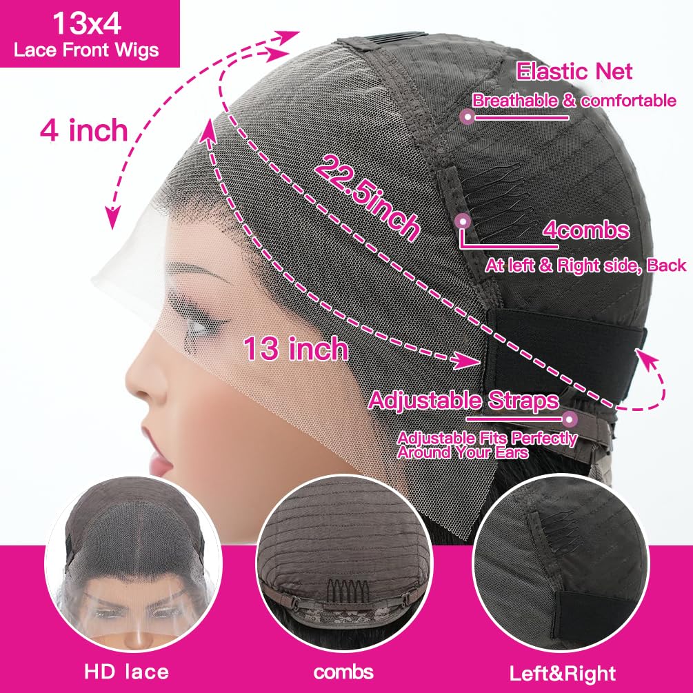 Detalle de Gureimi Deep Wave Lace Front Wig (13x4 HD) – 200% Density, 100% Human Hair