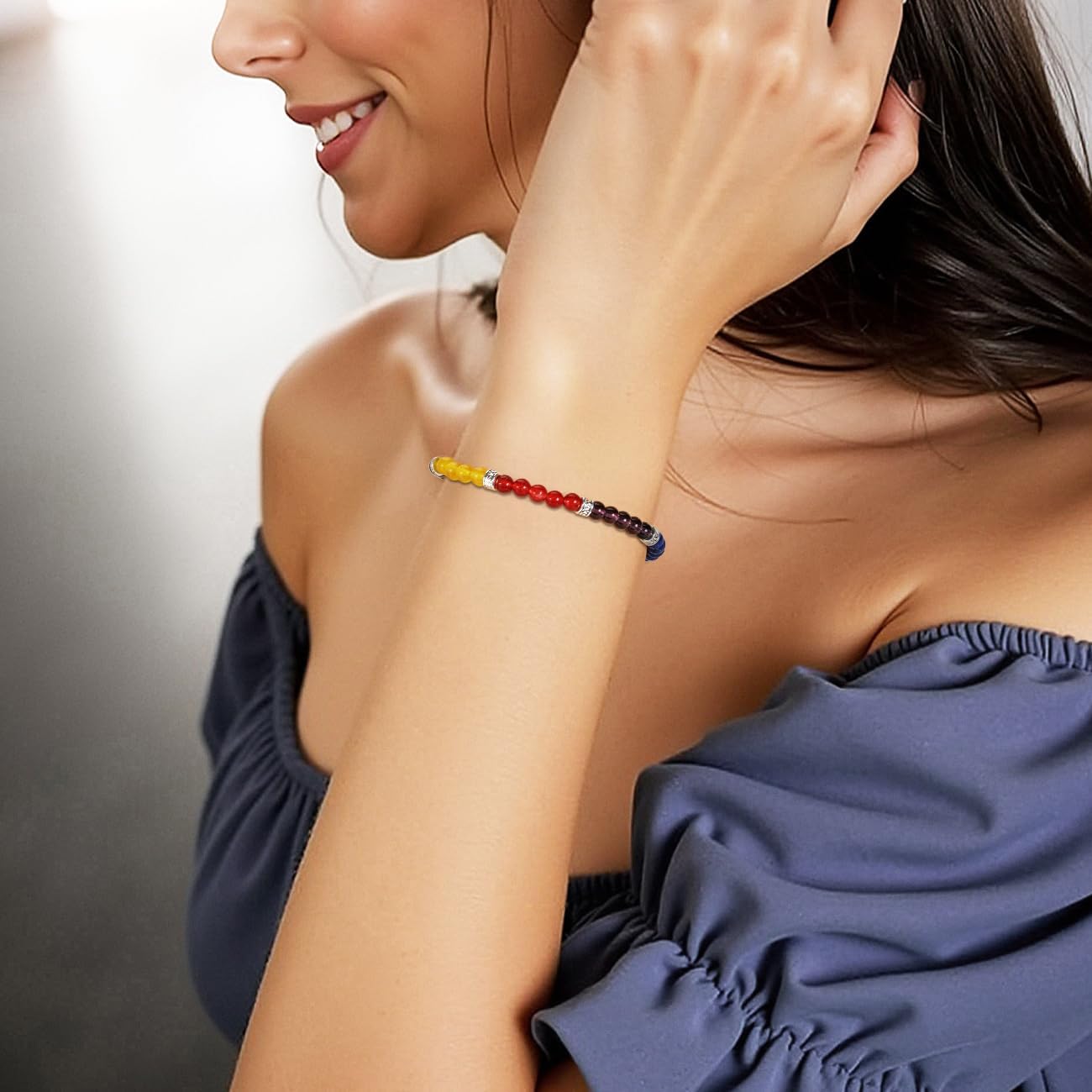 Thumbnail 6 de Emibele Bracciale Occhio di Tigre per Uomini – Bracciale Chakra Cristallo Naturale 8 mm