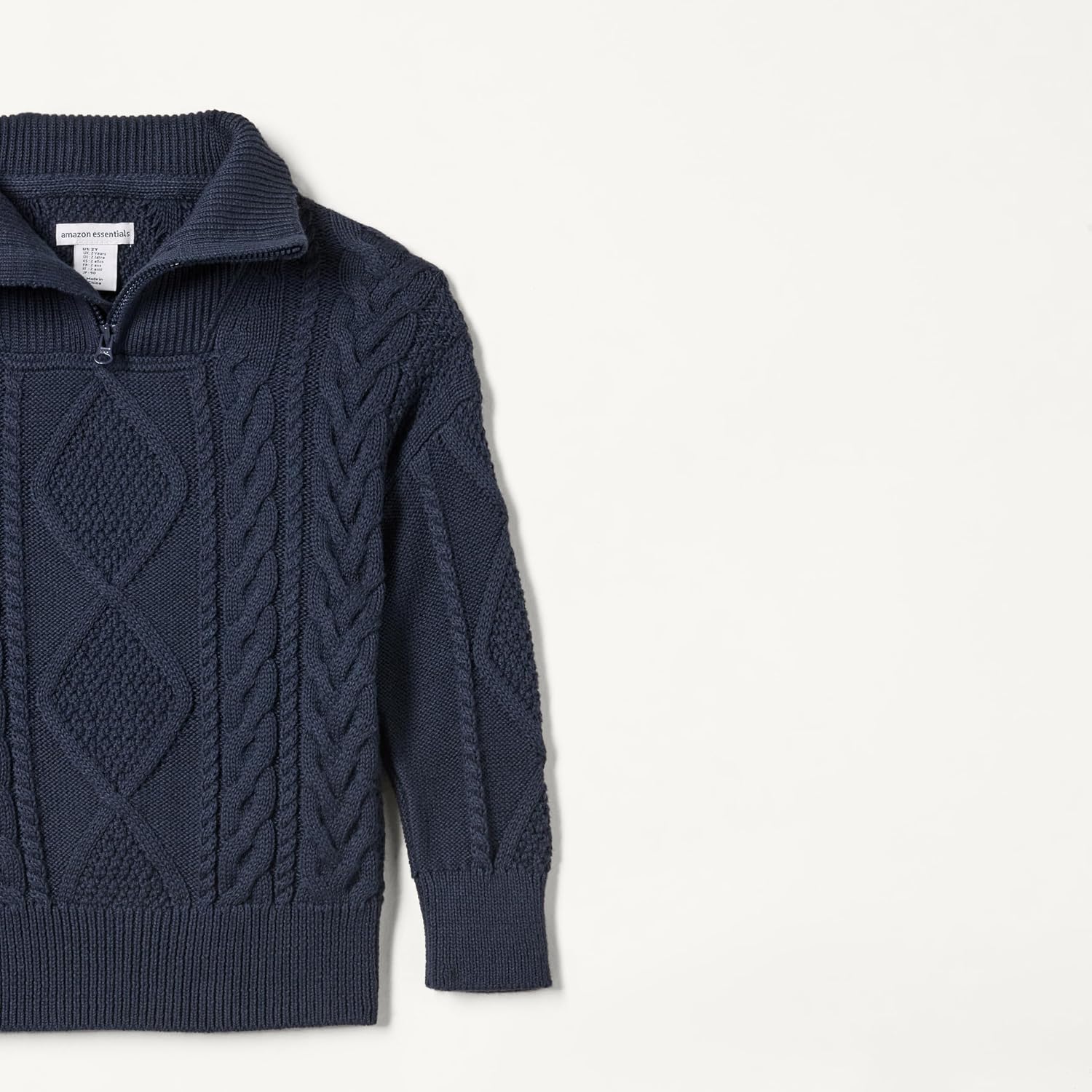 Detalle 2 de Amazon Essentials Boys and Toddlers' Quarter-Zip Cable-Knit Relaxed-Fit Jumper