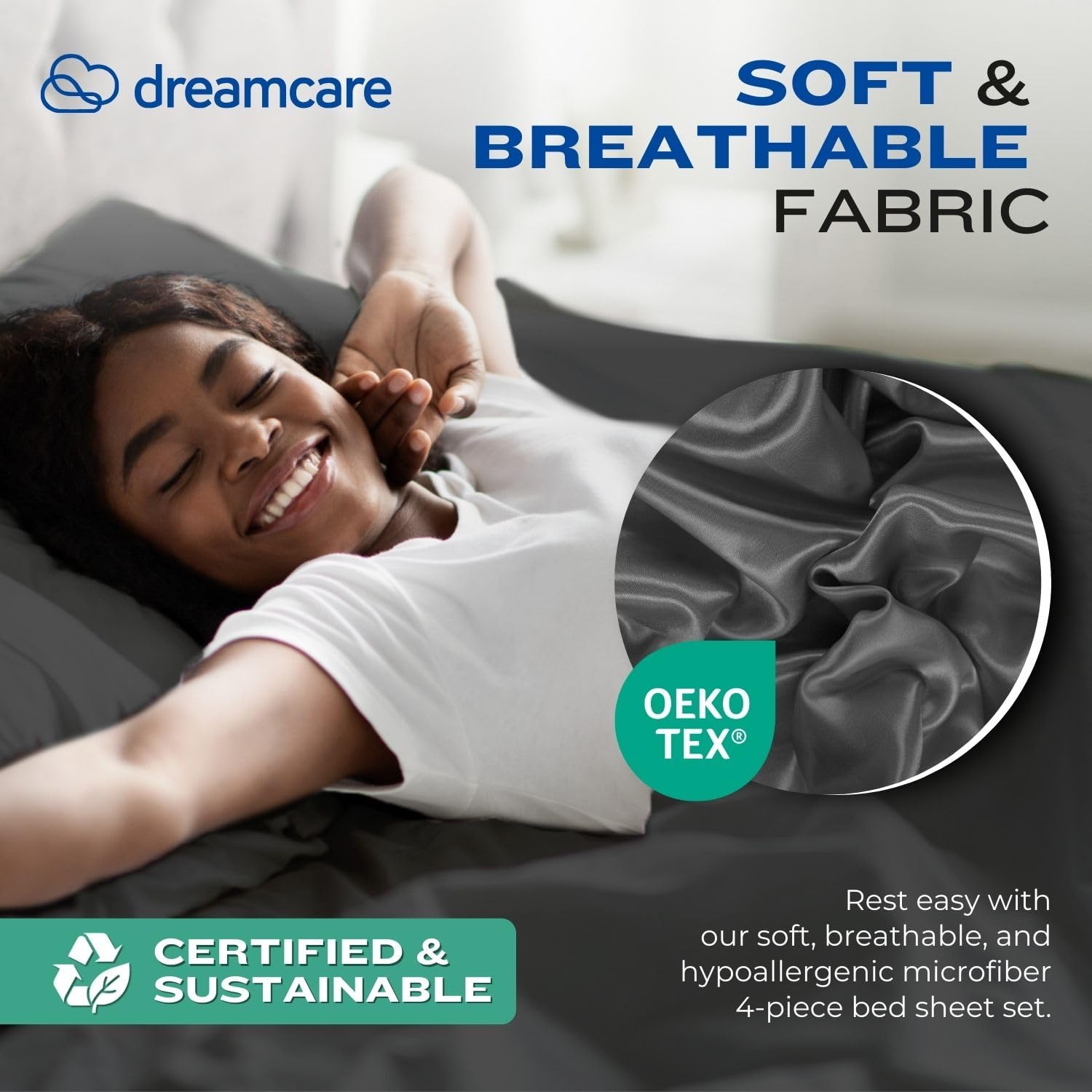 Thumbnail 5 de DREAMCARE King Size Sheets Set 21" deep pocket