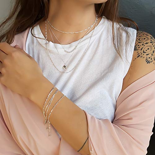 Thumbnail 7 de Annika Bella Twisted Singapore Chain Choker — Silver, Adjustable Layering Necklace