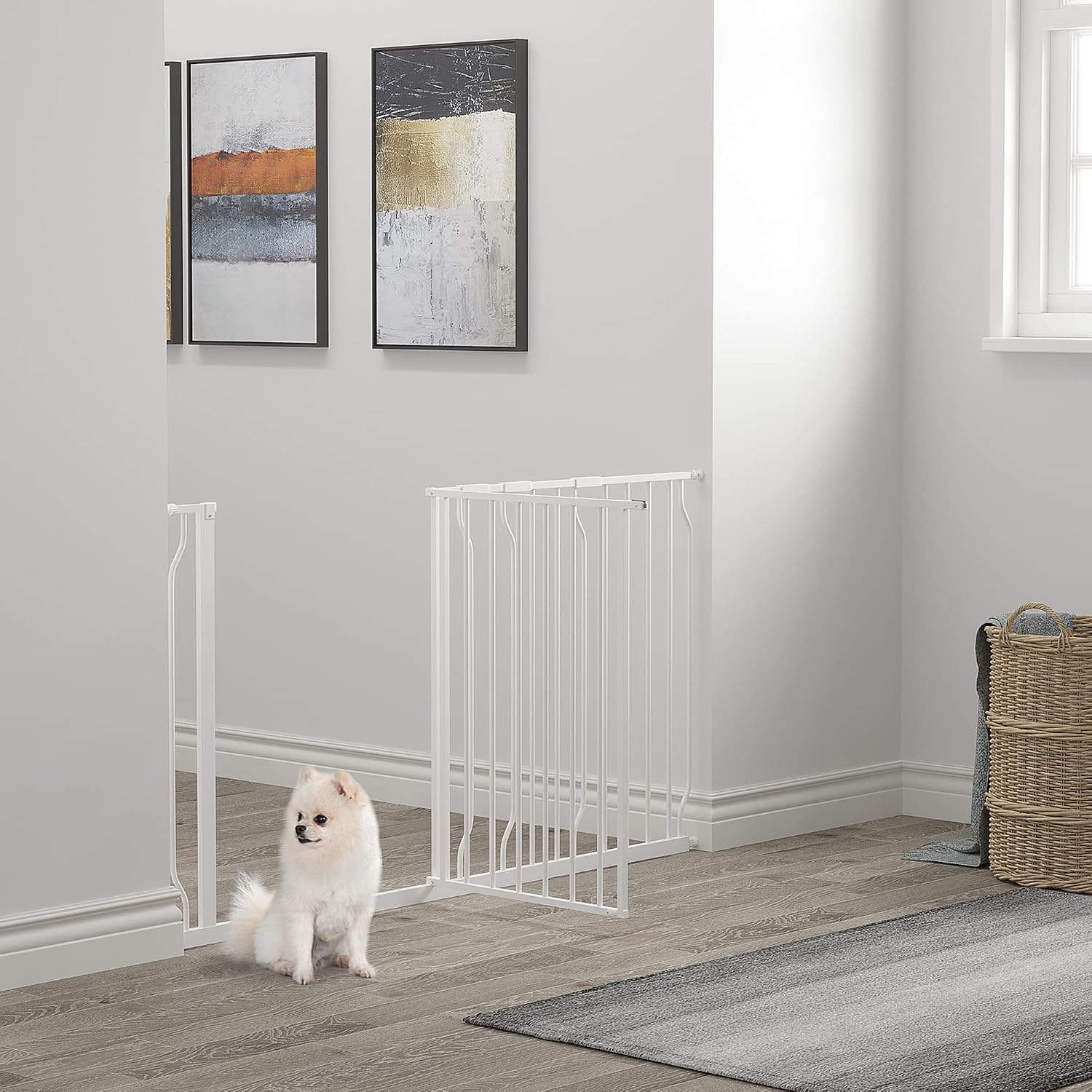 Detalle 2 de PawHut Wide Pressure-Fit Dog Gate 76 cm 🚪