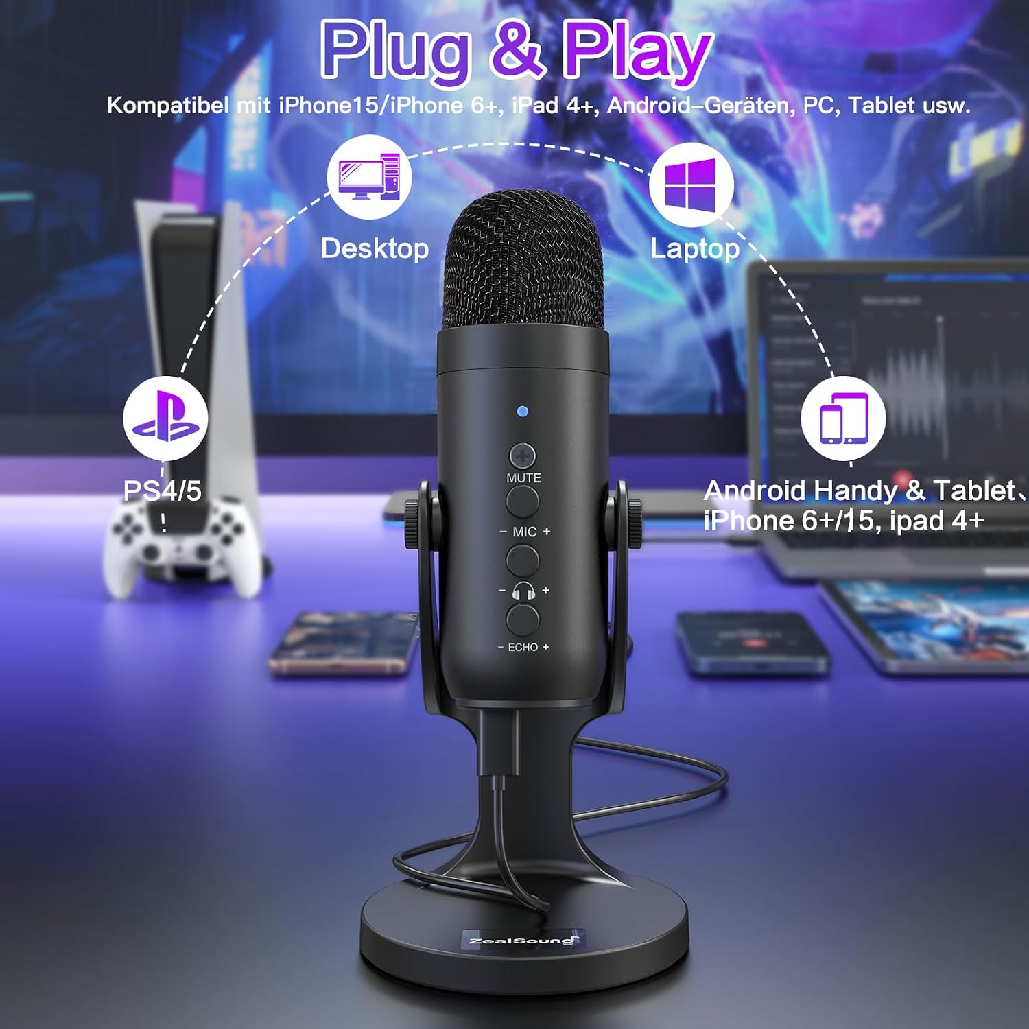 Detalle 2 de zealsound USB Mikrofon 1,8 m đ