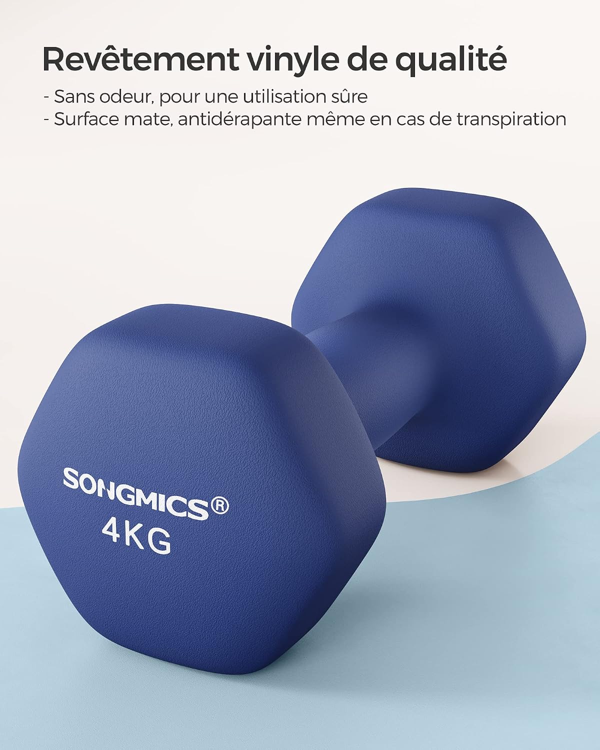 Detalle de SONGMICS Lot de 2 haltères hexagonaux avec revêtement néoprène – idéal pour l’entraînement à domicile