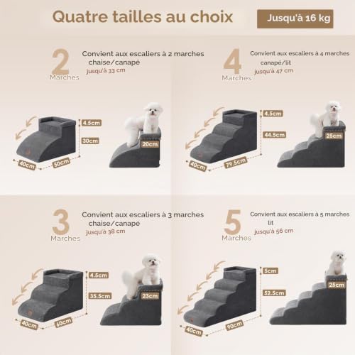 Detalle de EHEYCIGA Escalier Chien 3 Marches – Rampe pour canapé et lit, 35,5 cm de hauteur