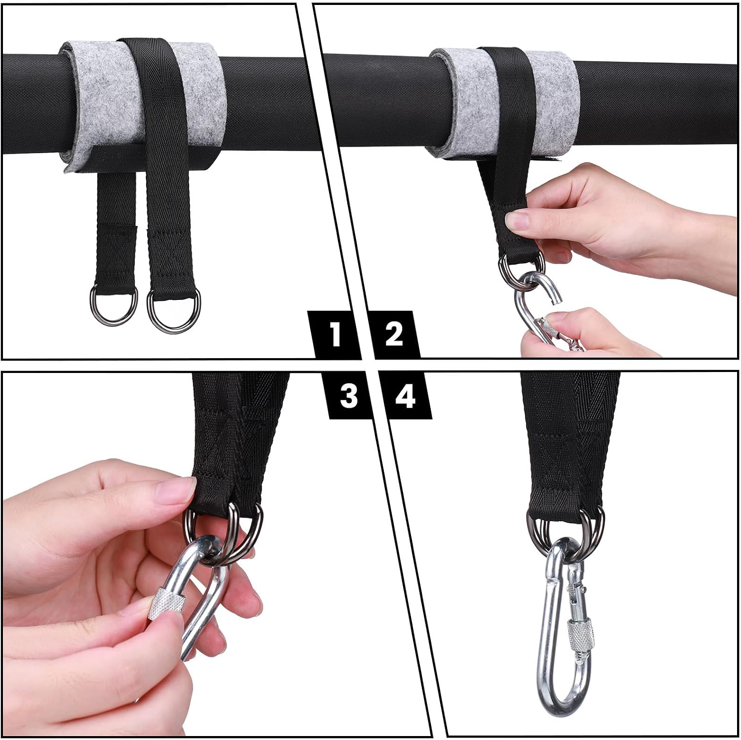 Detalle 2 de JIZZU G009 pasy do huśtawki i hamaka 40 cm z osłonami na drzewa