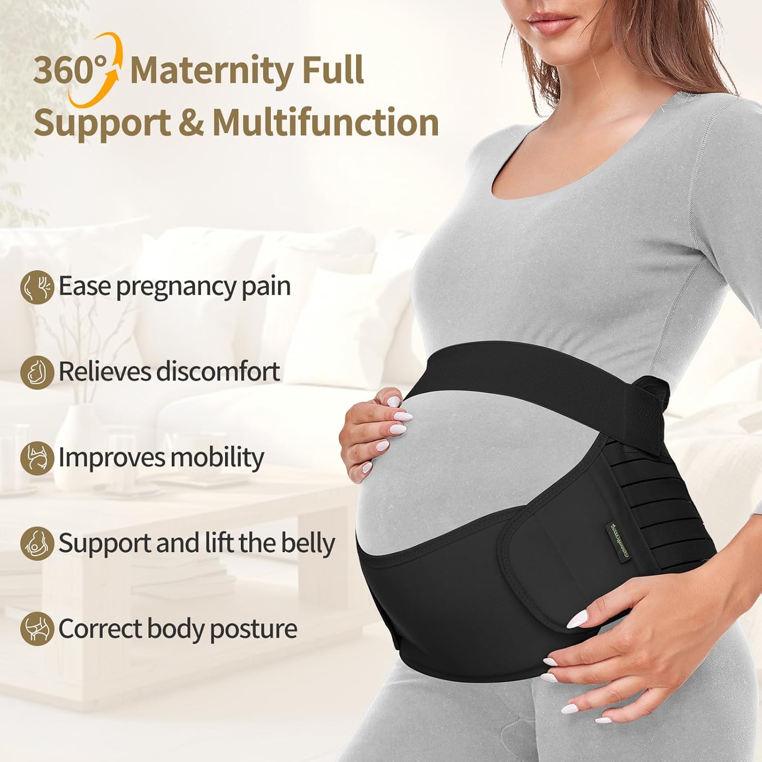 Detalle de ChongErfei 3-in-1 Pregnancy Support Belt (XL, Black)