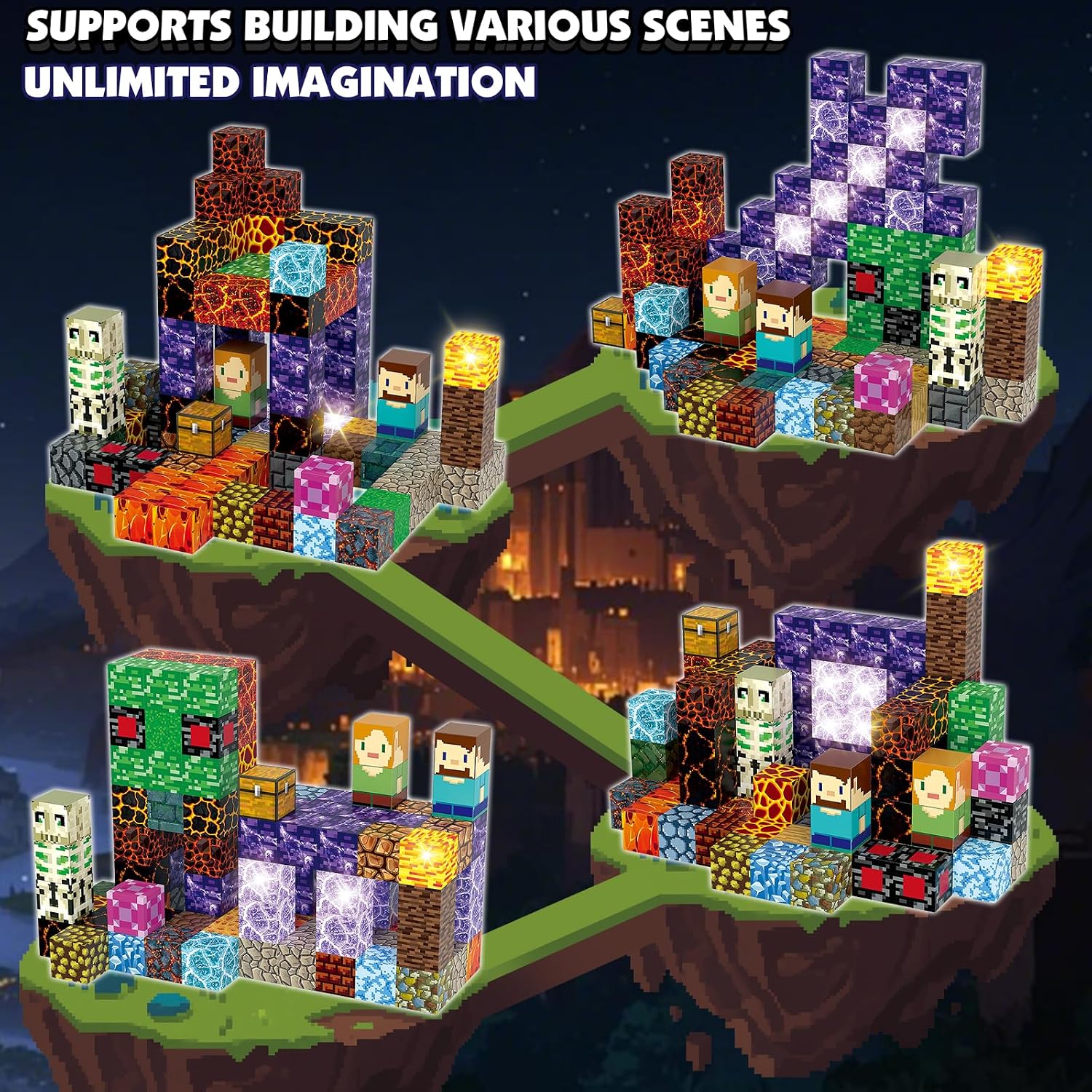 Thumbnail 5 de AIDYVOI Magnetic Blocks Building Toys Set (100 PCS) with Light-Up Magnet Blocks