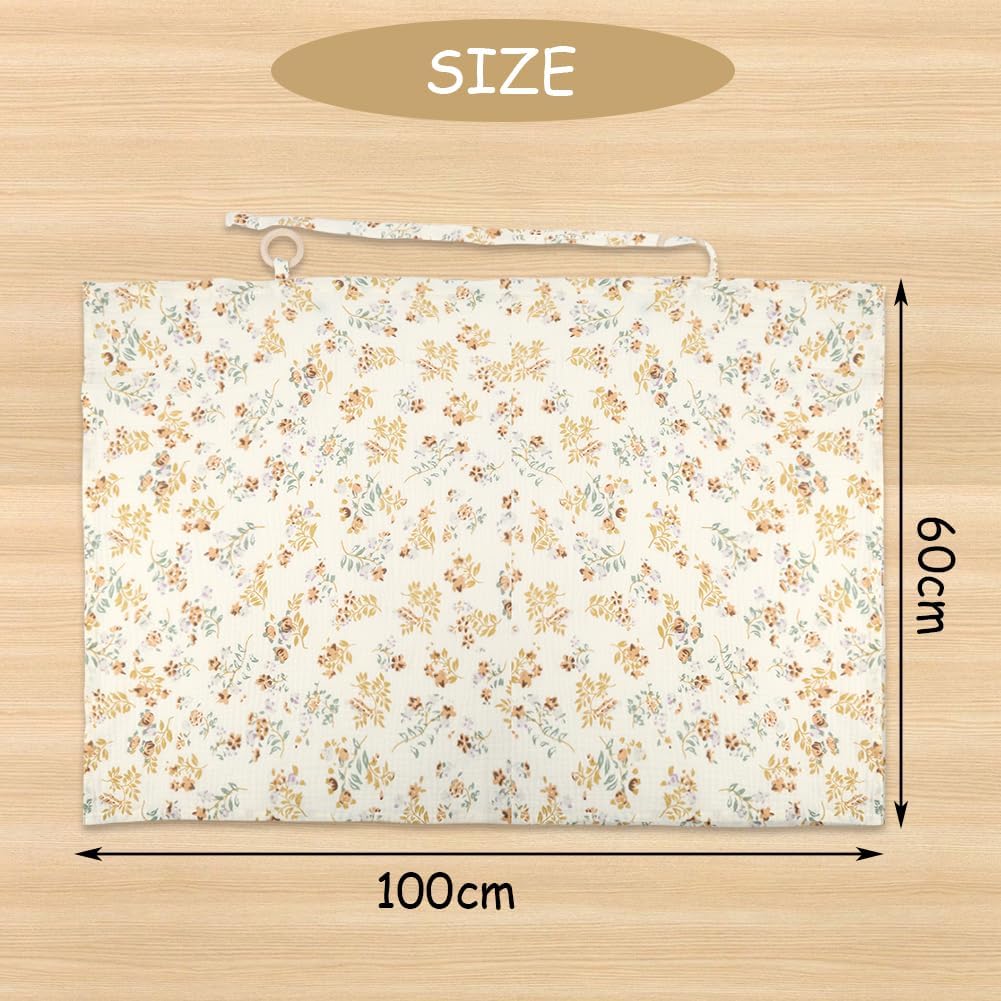 Thumbnail 1 de Aolso Breastfeeding Cover: Muslin Cotton Nursing Cover with Adjustable Straps (White-Flower)