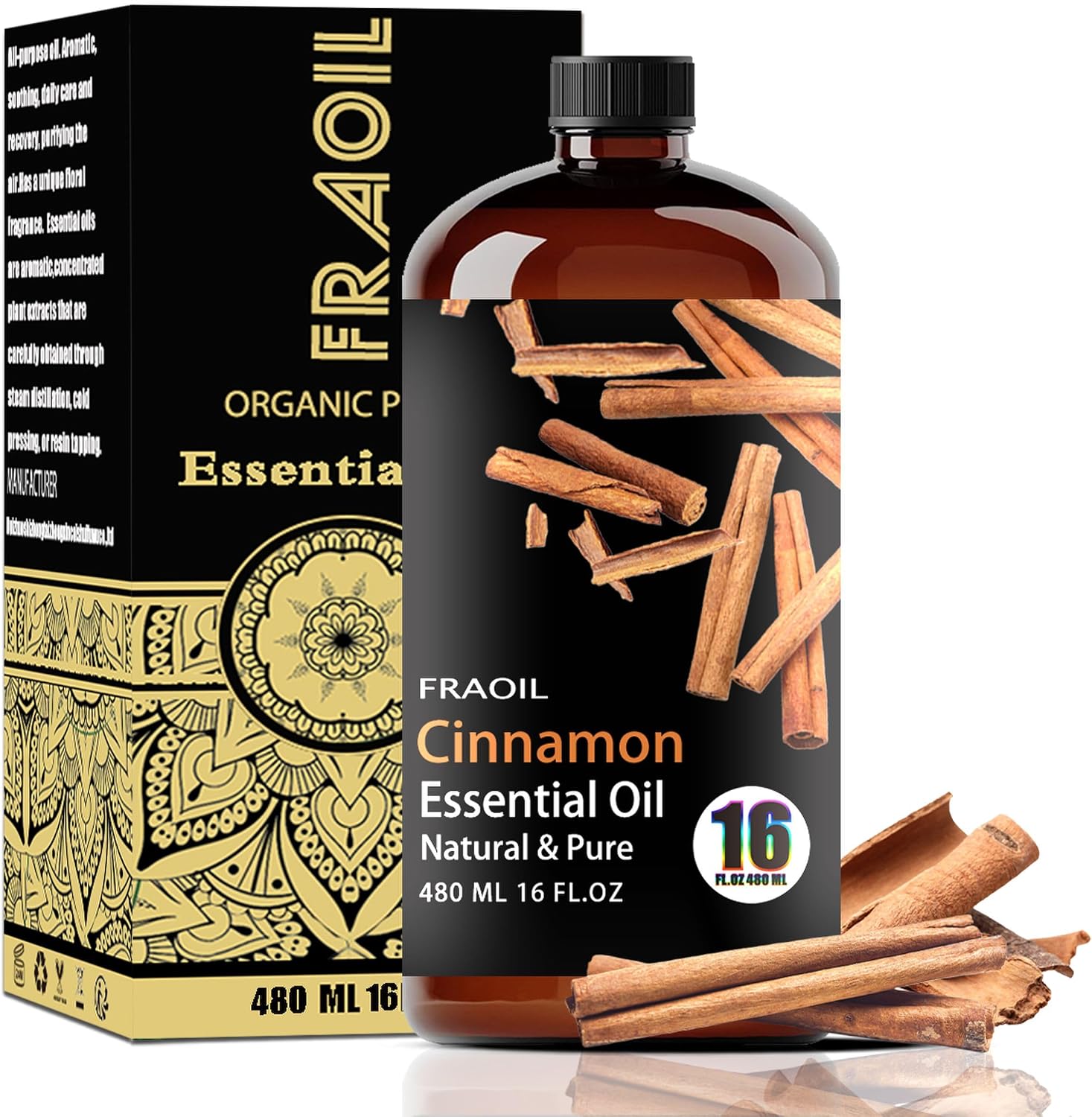 FRAOIL Cinnamon Essential Oil 16 oz (480 ml) for Diffuser, DIY Crafts & Aromatherapy