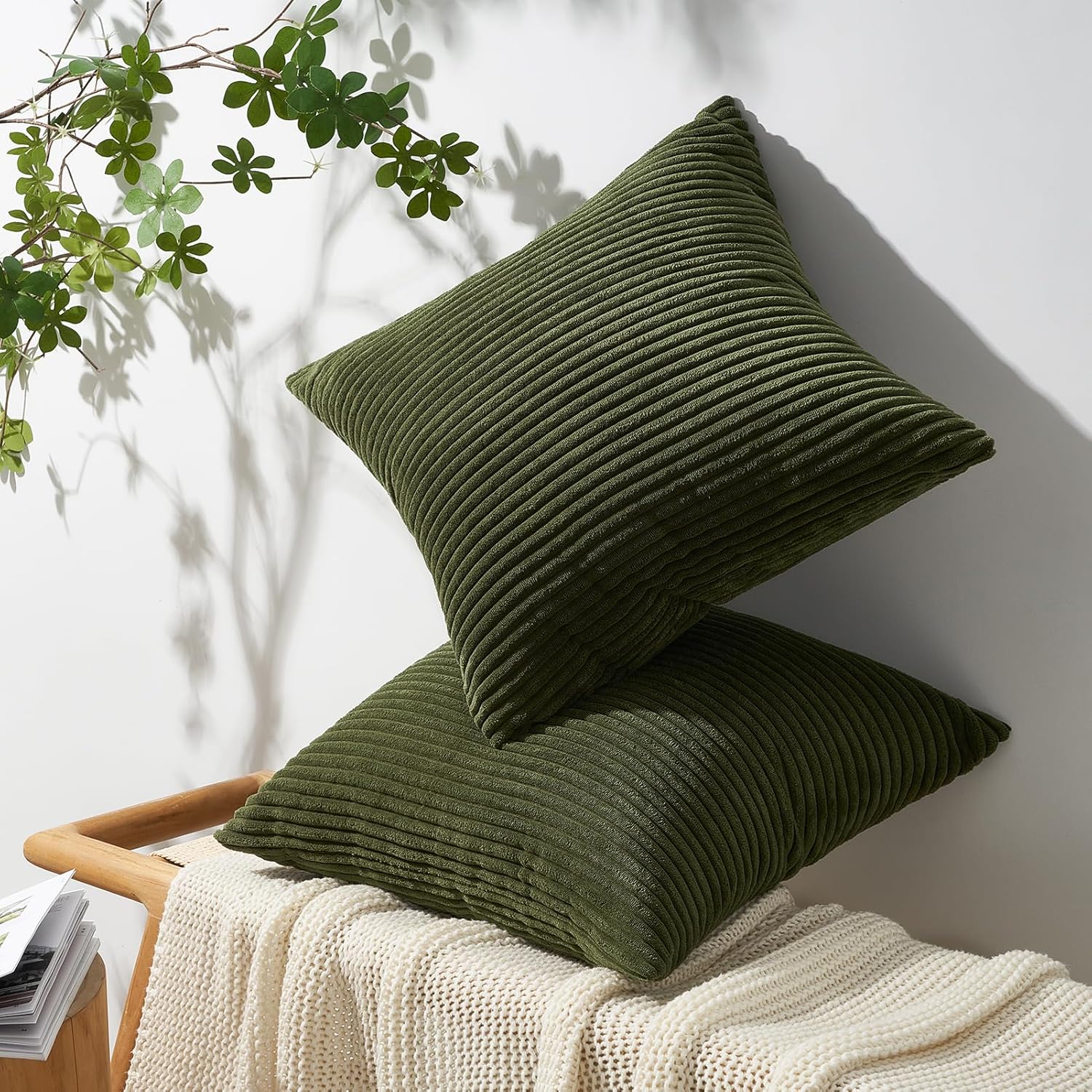 Thumbnail 1 de Topfinel Juego de 2 Fundas de Cojín 60x60 Verde Oliva