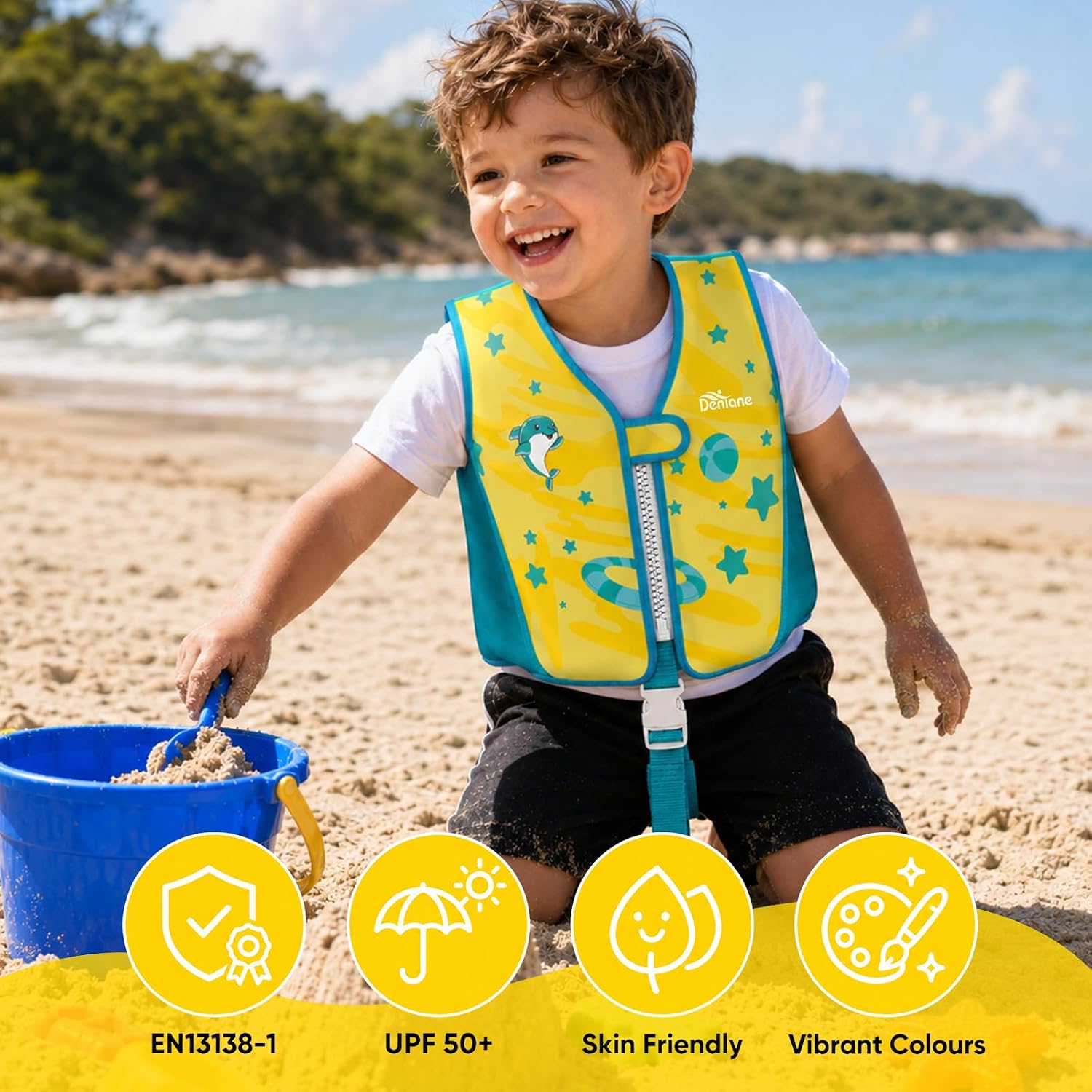 Detalle 2 de Schwimmweste für Kinder 2–6 Jahre – TÜV-geprüft, 8 abnehmbare Schaumstoffplatten, 15–30 kg