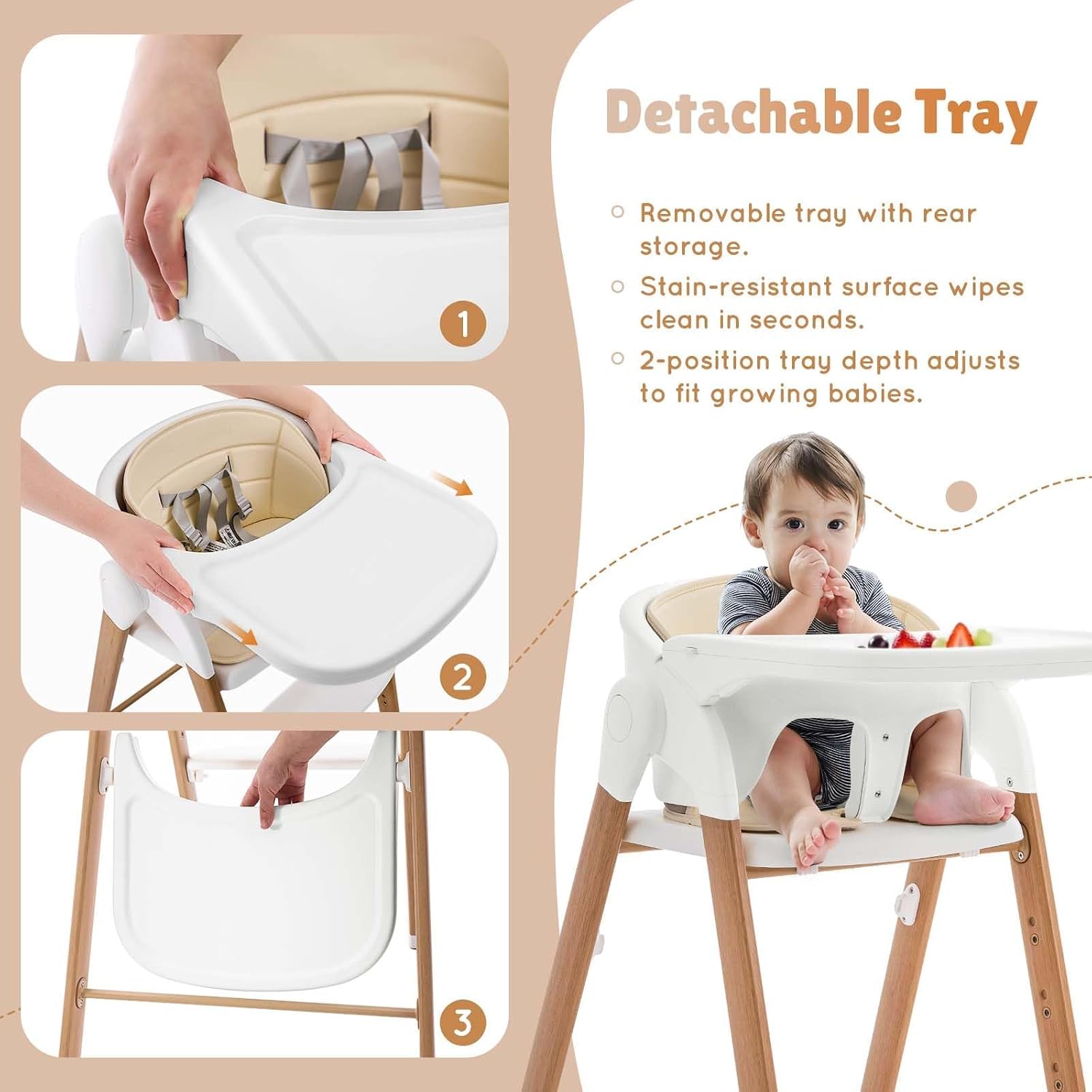 Thumbnail 5 de Ihoming 5-in-1 Convertible High Chair with Removable Tray and Foldable Frame