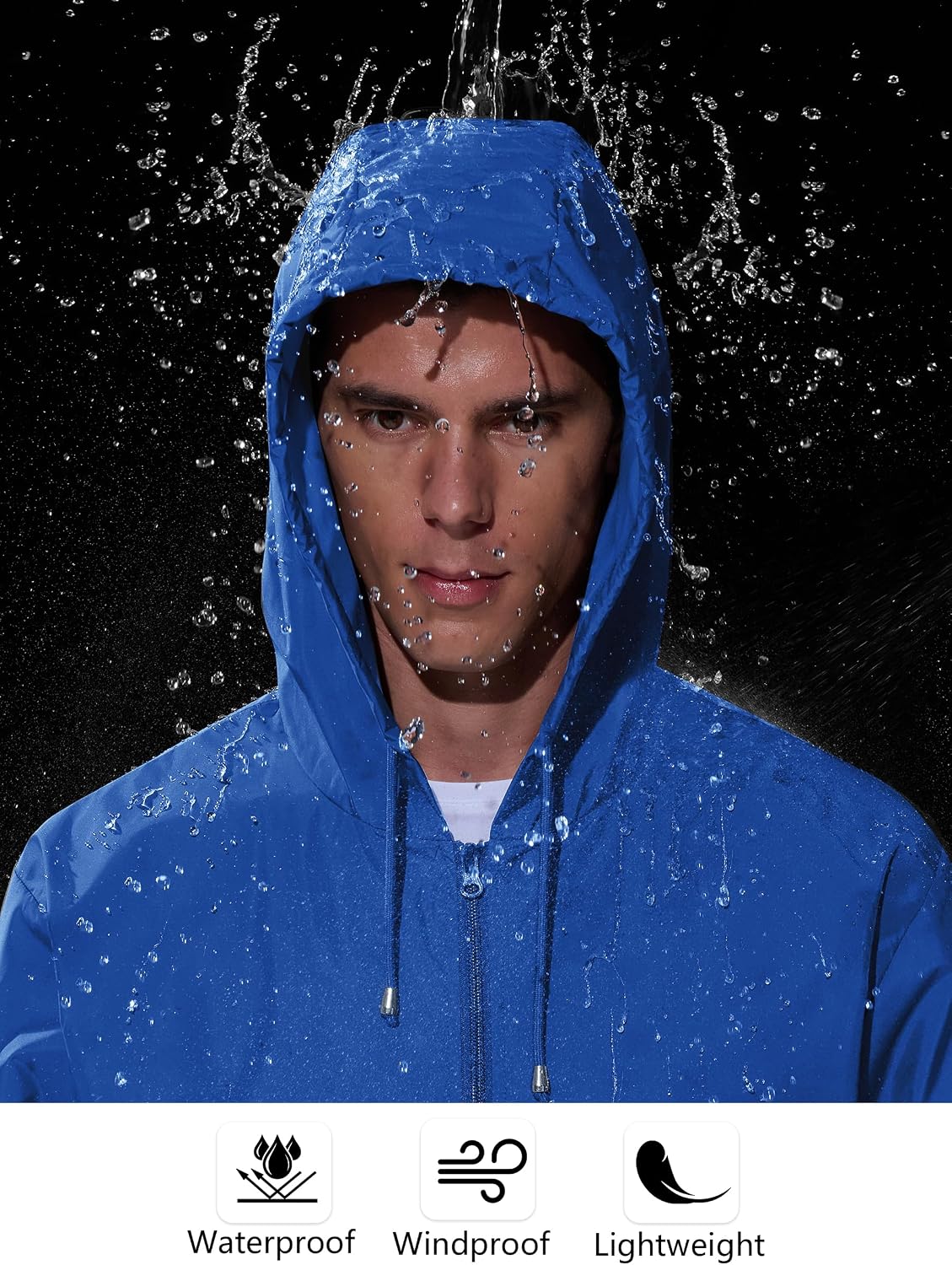 Thumbnail 3 de UIQUR Men's Packable Rain Jacket with Adjustable Hood, Waterproof Windbreaker