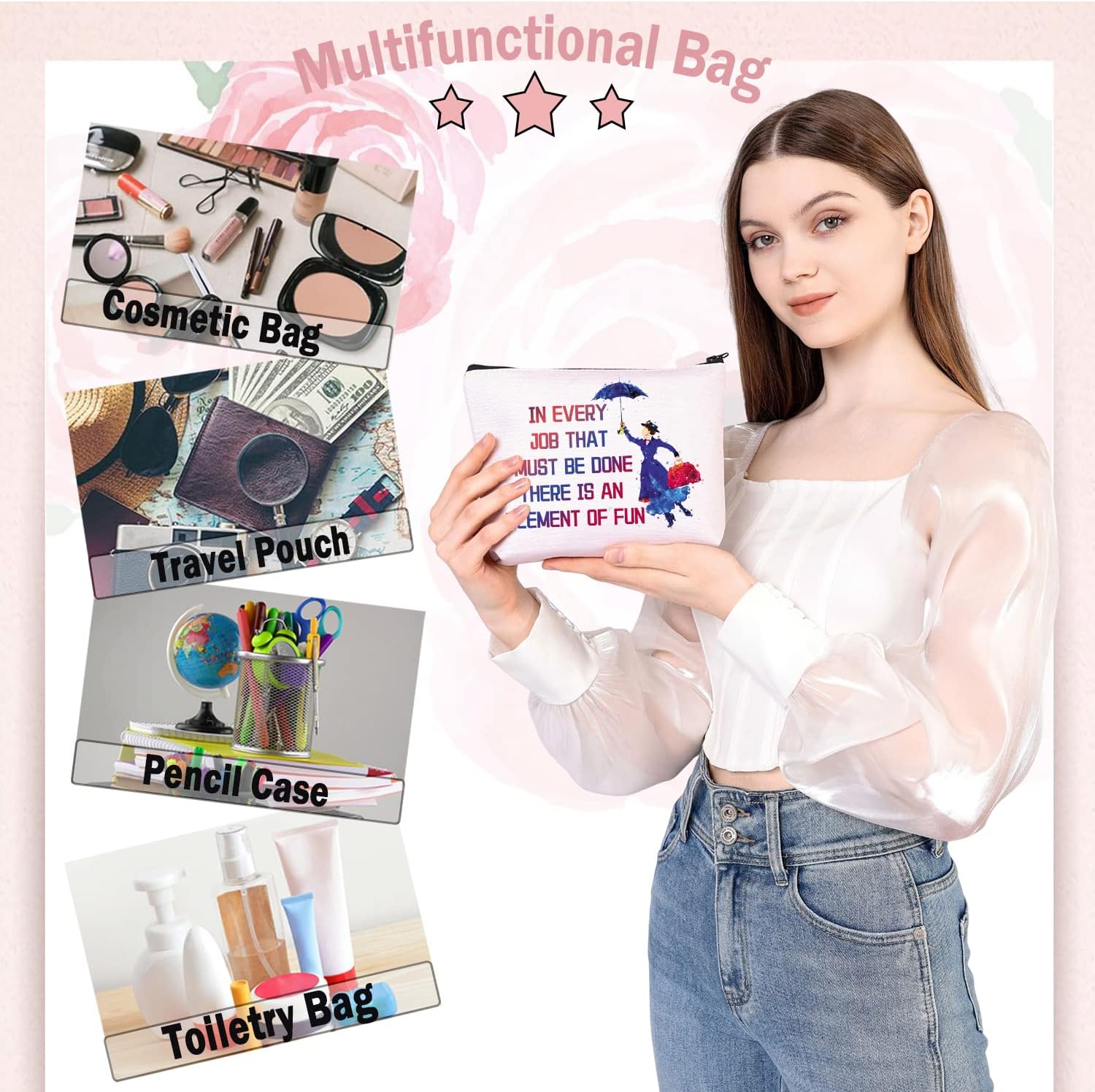 Detalle de PLITI Mary Umbrella Makeup Bag: a practical, fun organiser for every busy day