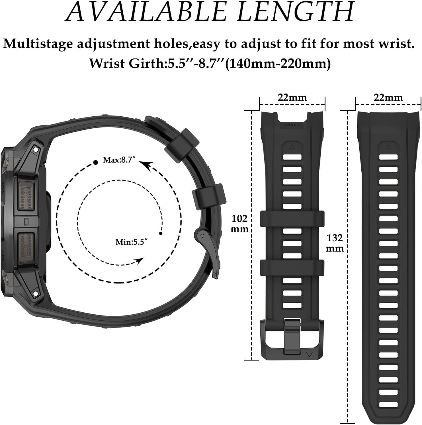 Detalle de TopPerfekt Strap for Garmin Instinct 3 22mm