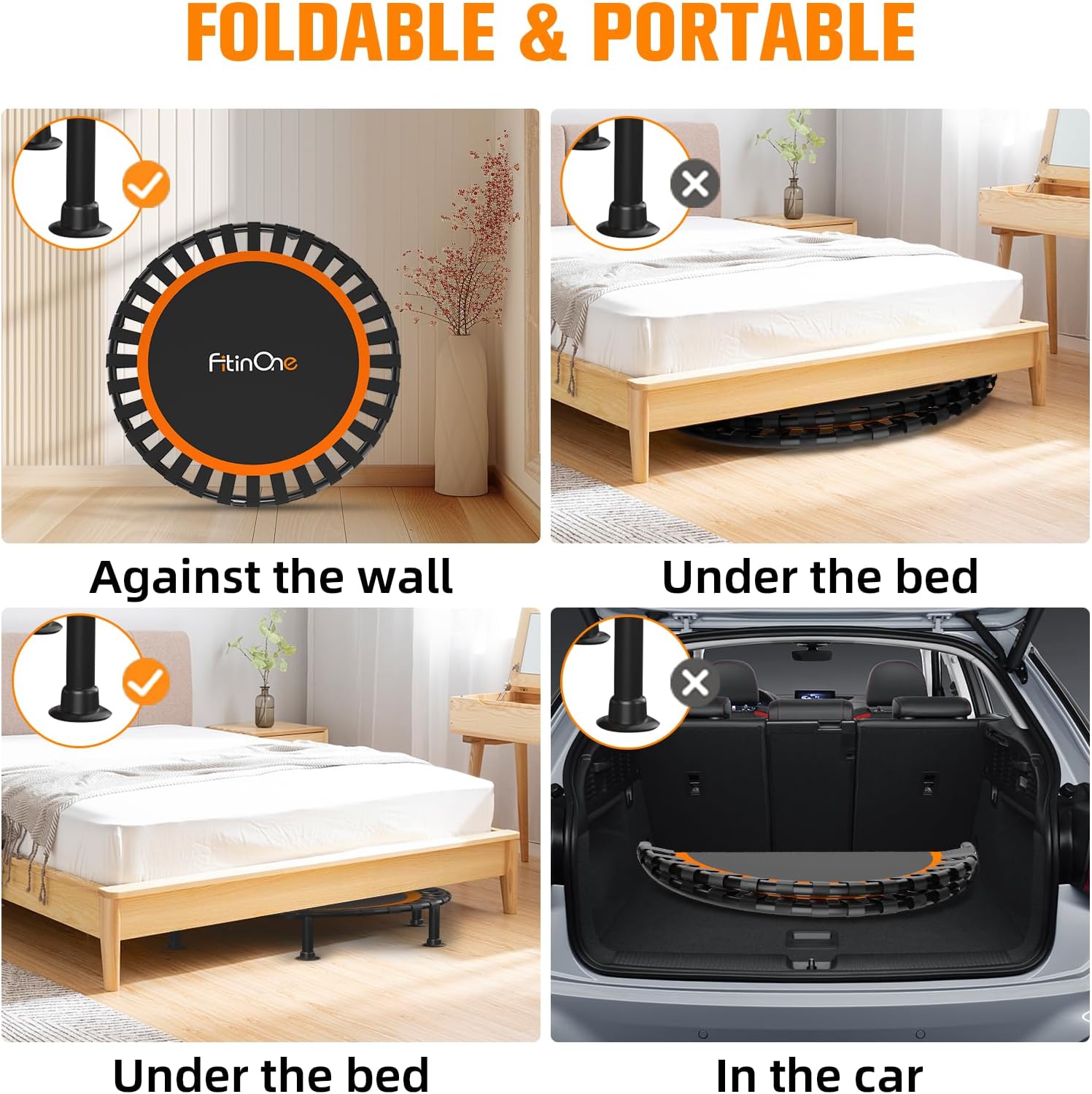 Thumbnail 3 de FitinOne 40"/48" Foldable Mini Trampoline with 330 lbs Capacity