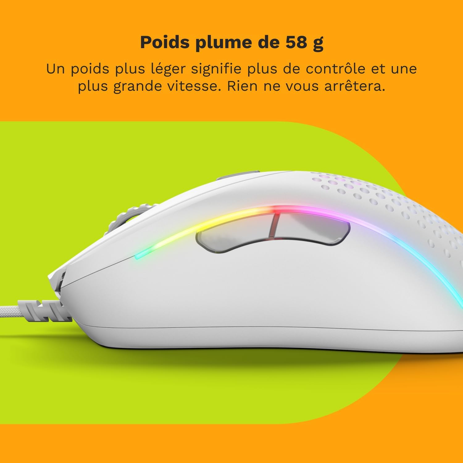 Thumbnail 4 de GLORIOUS Gaming Model D 2 filaire ergonomique 58 g, capteur optique 26K et 6 boutons programmables – Blanc