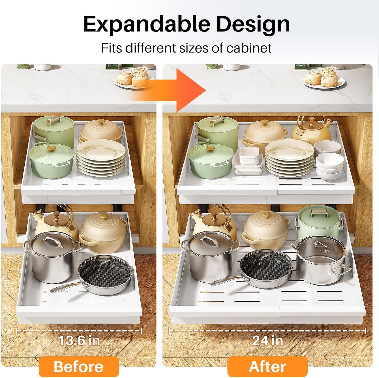 Thumbnail 6 de Pull out Cabinet Organizer 2-Pack Expandable 13.6"-24"