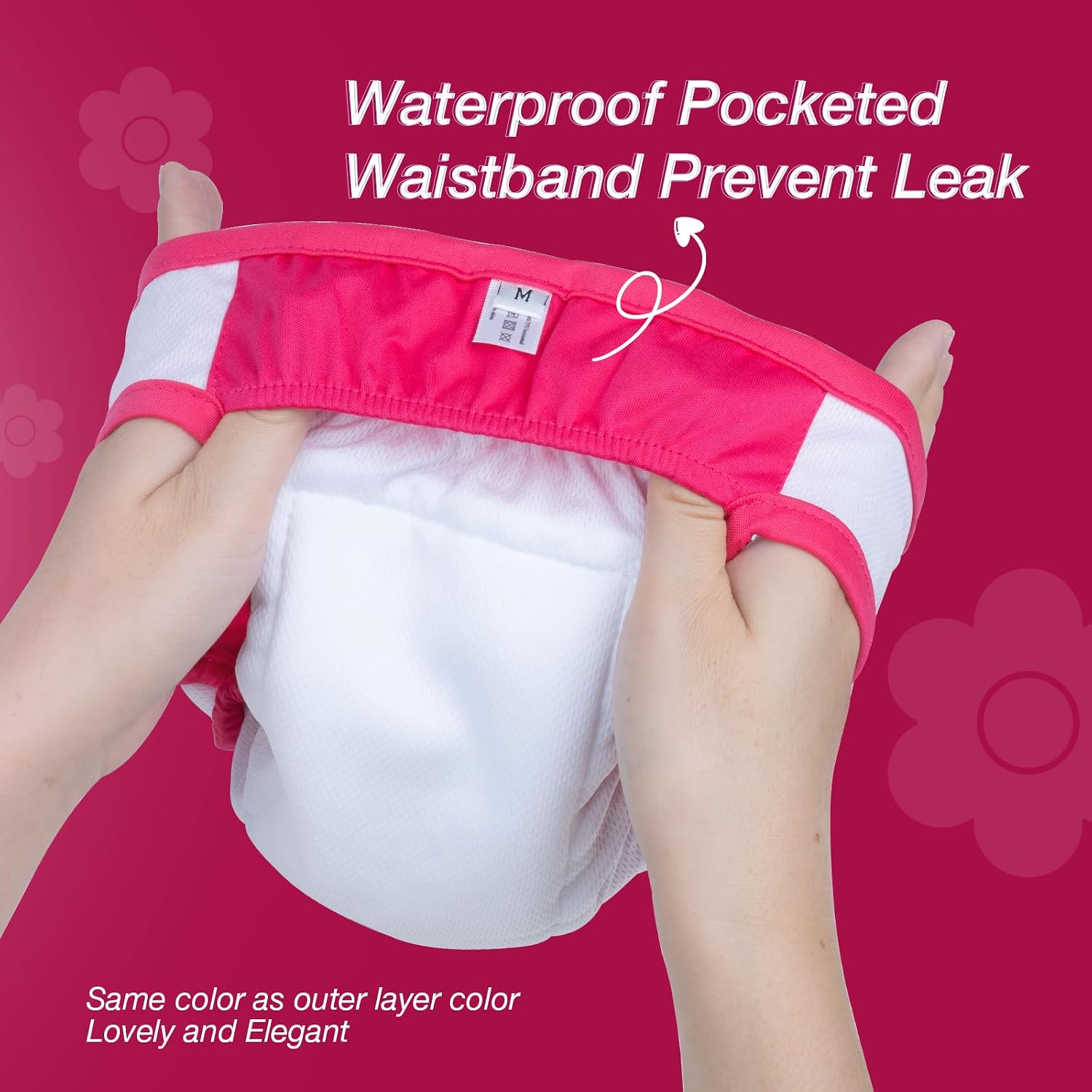 Detalle 2 de Pet Soft Dog Nappies Female (3 pack) – medium washable dog period pants with leak-proof waistband