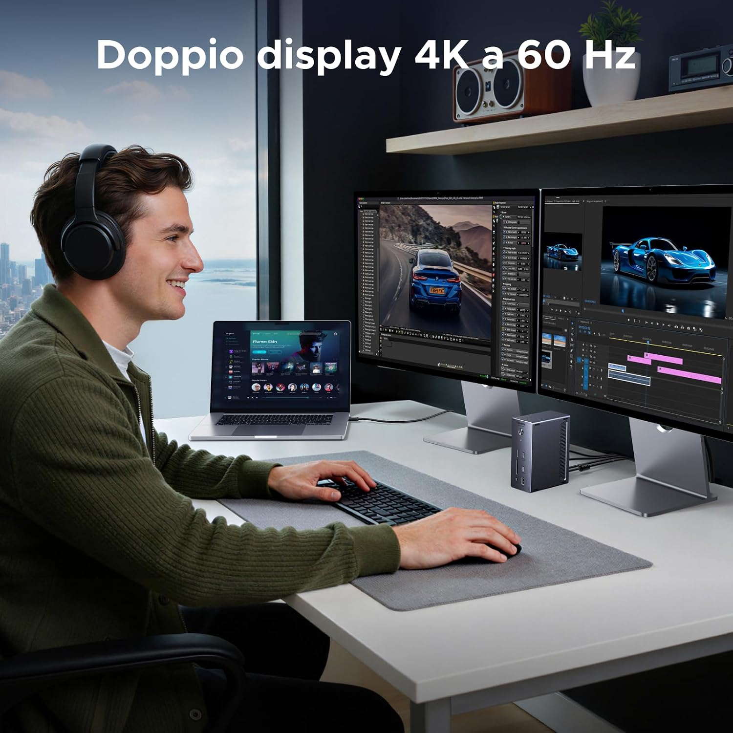 Detalle 2 de UGREEN Revodok Max Dock Thunderbolt 4 13 in 1 con 2 porte TBT4, DisplayPort, RJ45 e doppio slot SD/TF