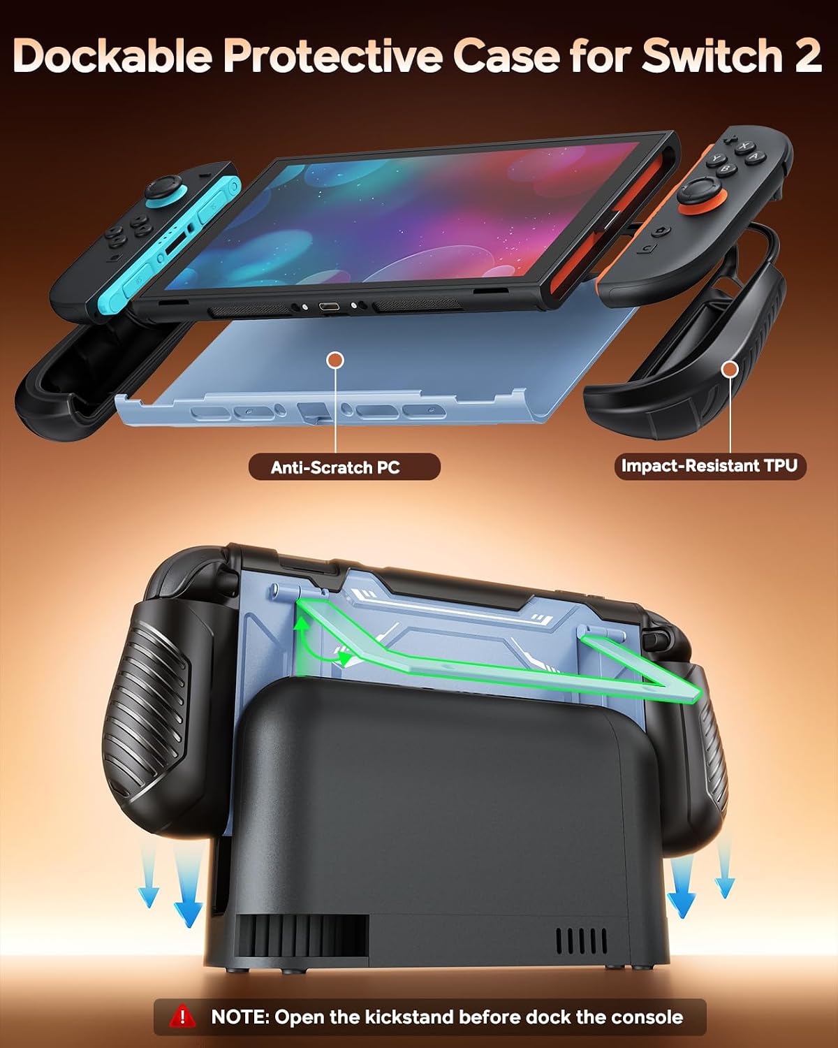 Detalle de FYOUNG Dockable Case for Nintendo Switch 2 (2025): Military-Grade Protection with Removable Joy-Con Covers