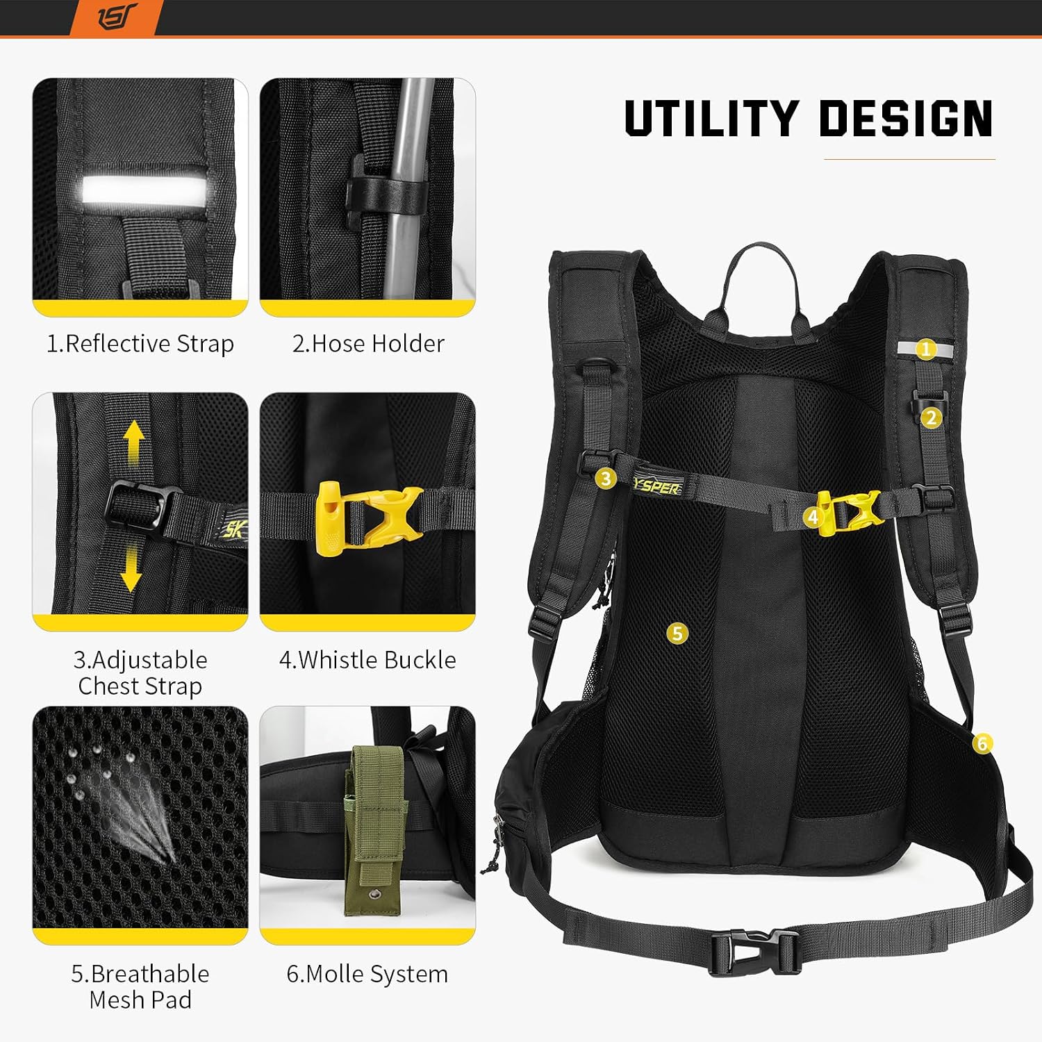 Detalle de SKYSPER 20L Wanderrucksack Fahrradrucksack