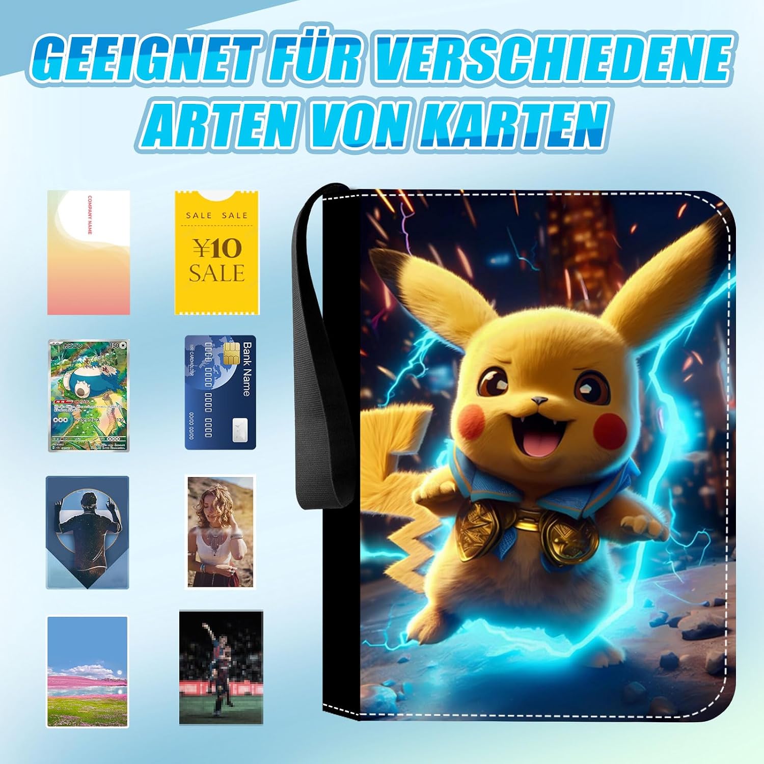 Detalle de Lutandi Karten Sammelalbum: 50 Seiten, 400 Karten Kapazität, doppelseitig, 4 Fächer