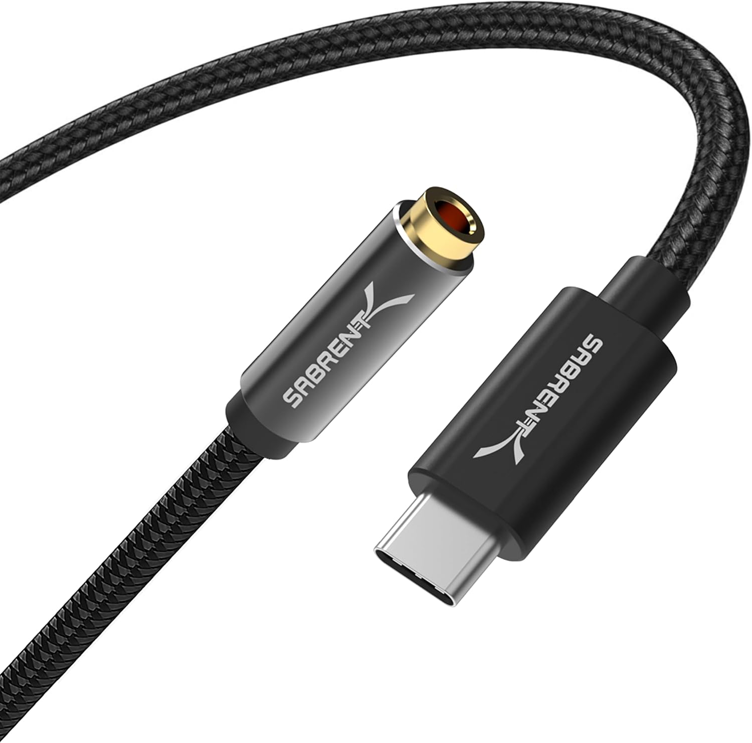 Detalle de SABRENT CB-UC35 adattatore attivo USB-C a jack audio TRRS da 3,5 mm (microfono + ascolto)
