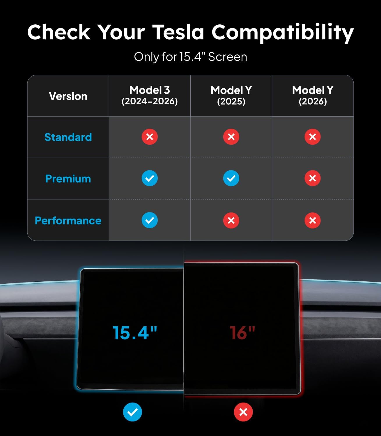 Thumbnail 3 de Wigoo 15.4" Front + 8" Rear Screen Protector for Tesla Model 3 Highland & Model Y Premium 2025