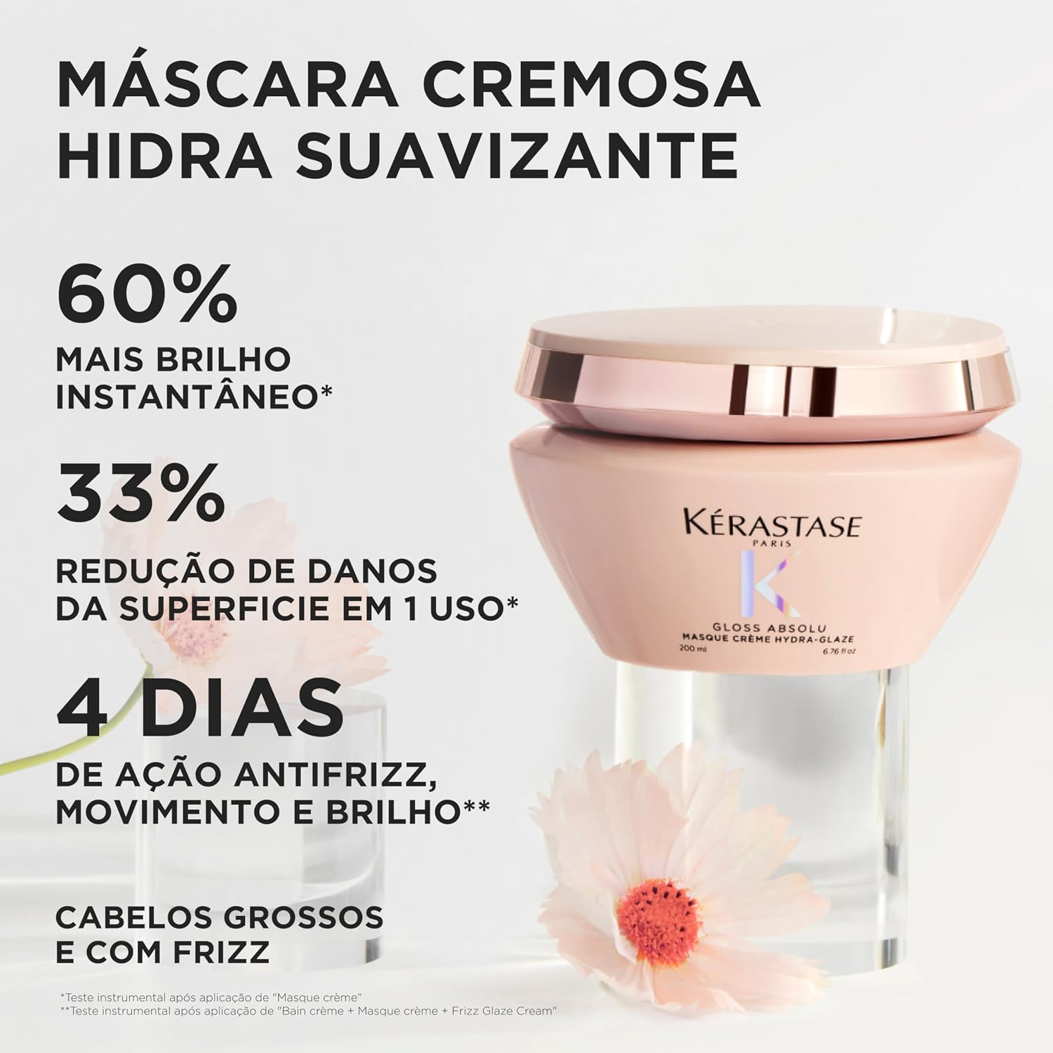 Detalle de Kérastase Gloss Absolu Masque Crème Hydra-Glaze hair mask (200 ml) for shine and smoothness