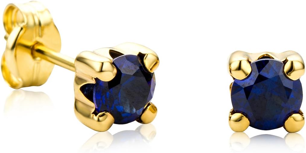 Thumbnail 1 de Orovi Boucles d'Oreilles Femme Or Blanc/Jaune 9 Carats with Émeraude/Rubis/Saphir/Zircon Cubique – Clous Griffes Faits à la Main