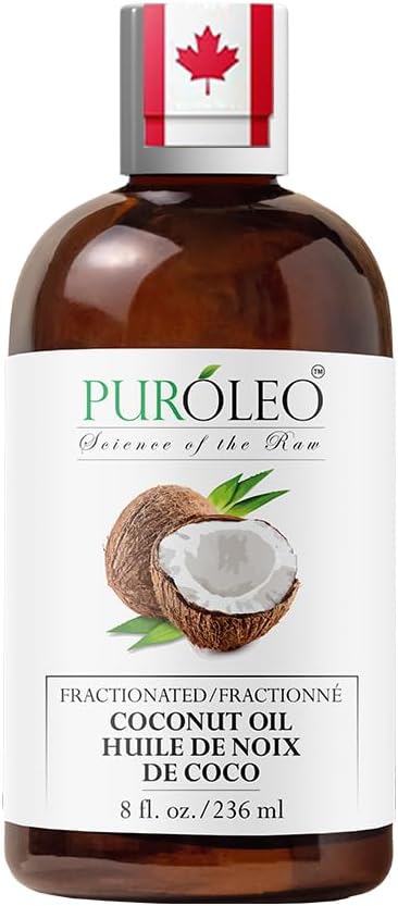 Detalle de PURÓLEO Fractionated Coconut Oil, 8 fl oz/236 mL Moisturizer & Carrier Oil