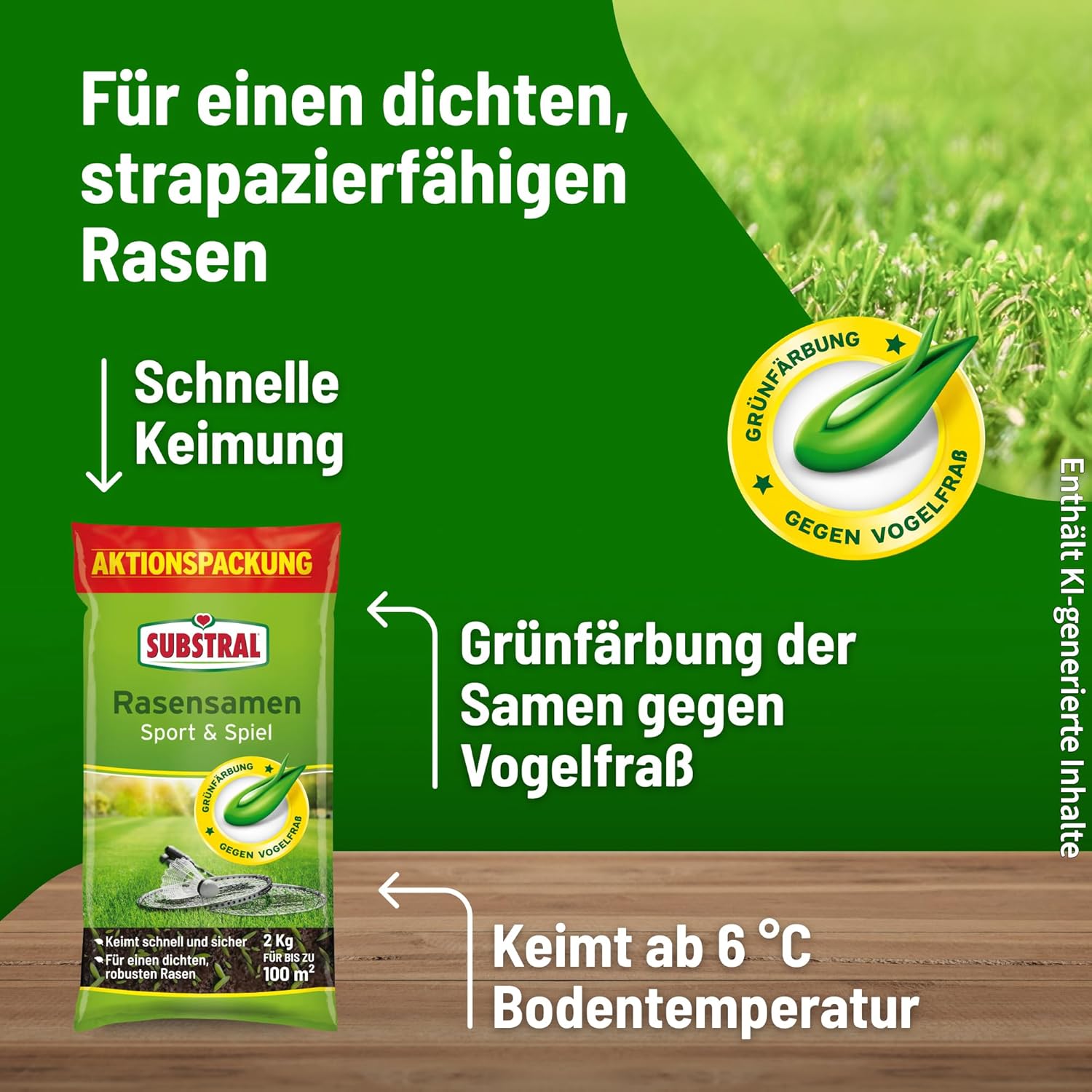 Detalle 2 de Substral Rasensamen Sport und Spiel 2 kg