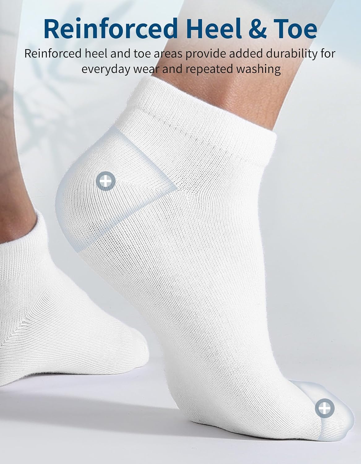 Detalle de CLOSEMATE Bamboo Trainer Ankle Socks, 6 Pair, Stay-Up Cuff
